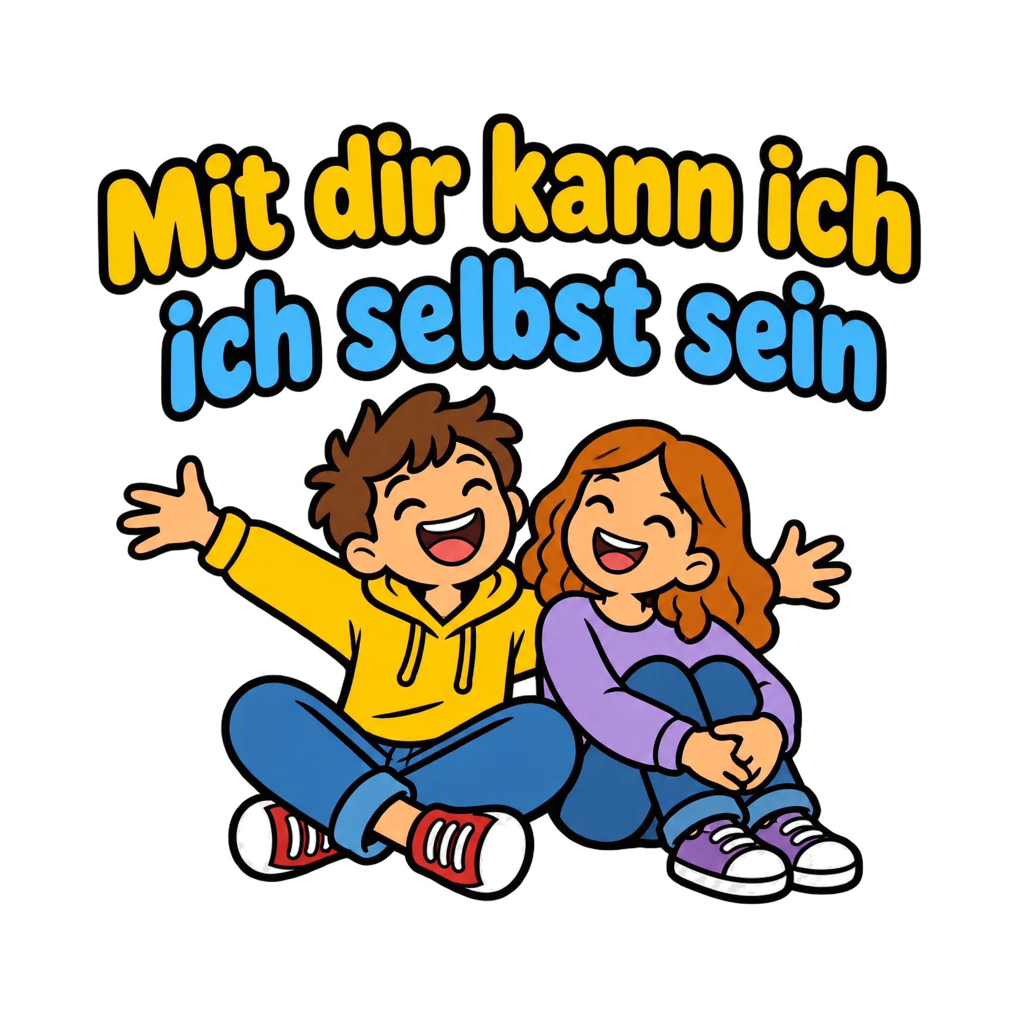 Bügelbild Mit dir kann ich ich selbst sein als Grafik auf weißem Hintergrund (BB019116)