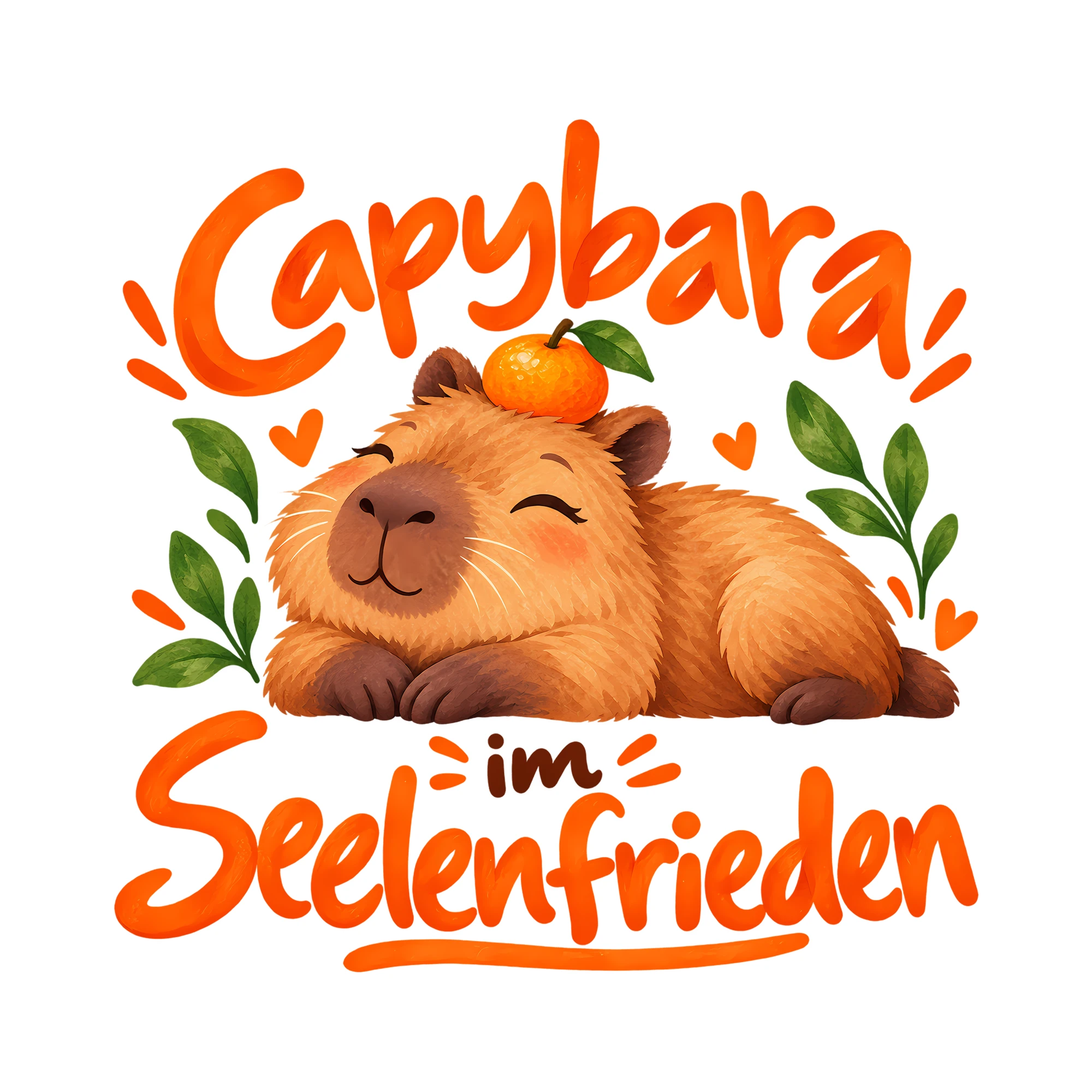 Bügelbild Capybara im Seelenfrieden als Grafik auf weißem Hintergrund (BB013035)