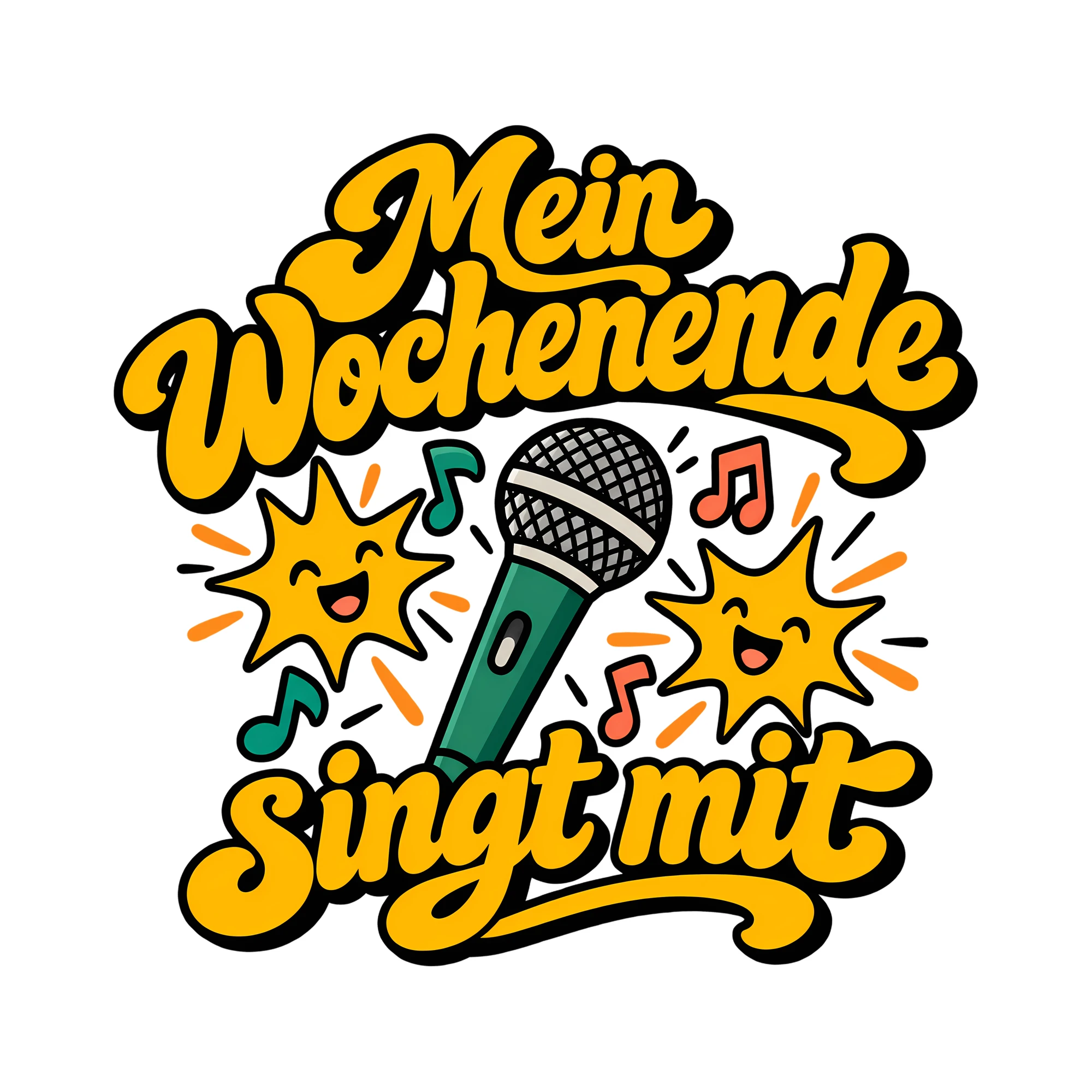 Bügelbild Mein Wochenende singt mit als Grafik auf weißem Hintergrund (BB014367)