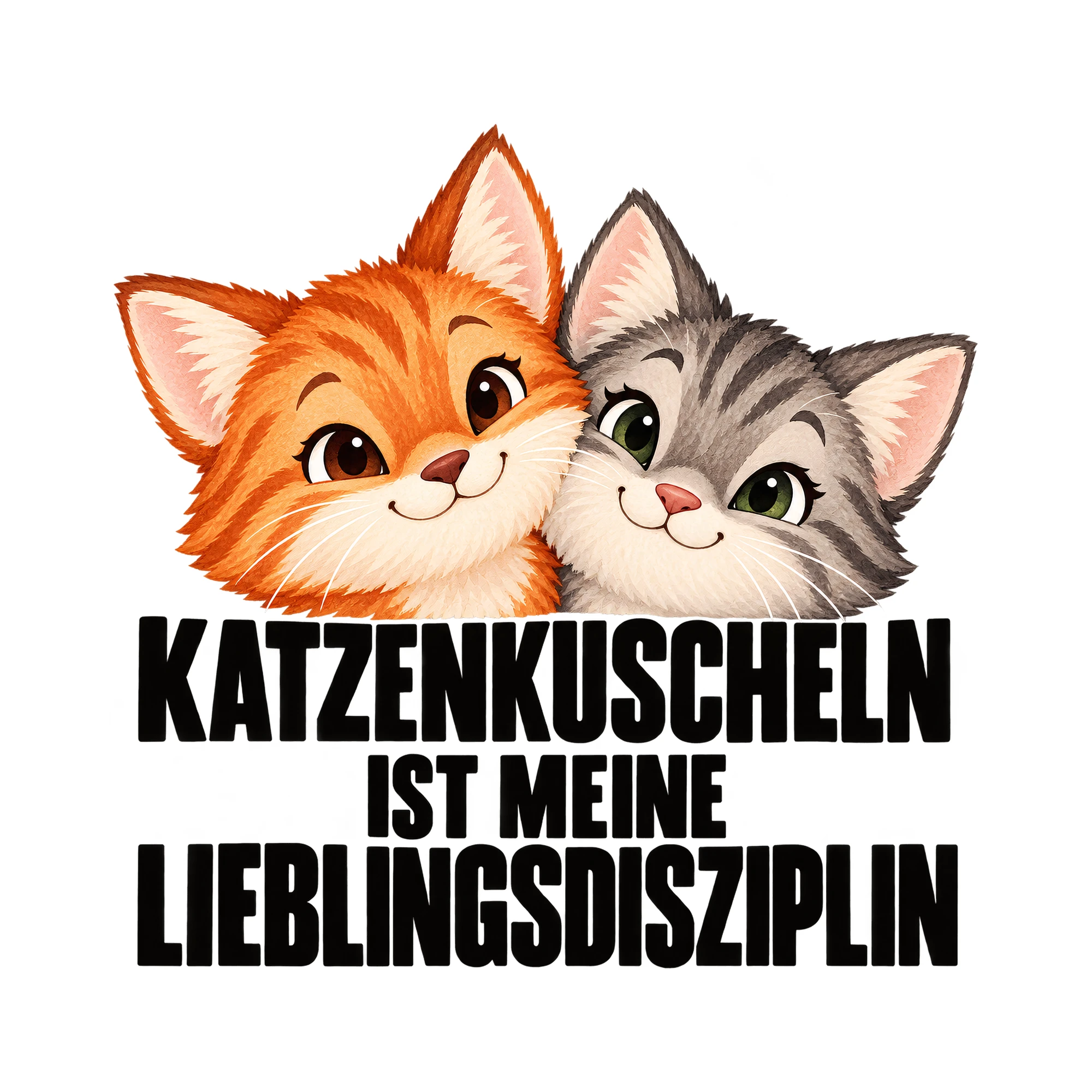 Bügelbild „KATZENKUSCHELN IST MEINE LIEBLINGSDISZIPLIN“ | Tiere Shirt Spruch als Grafik auf weißem Hintergrund (BB016197)