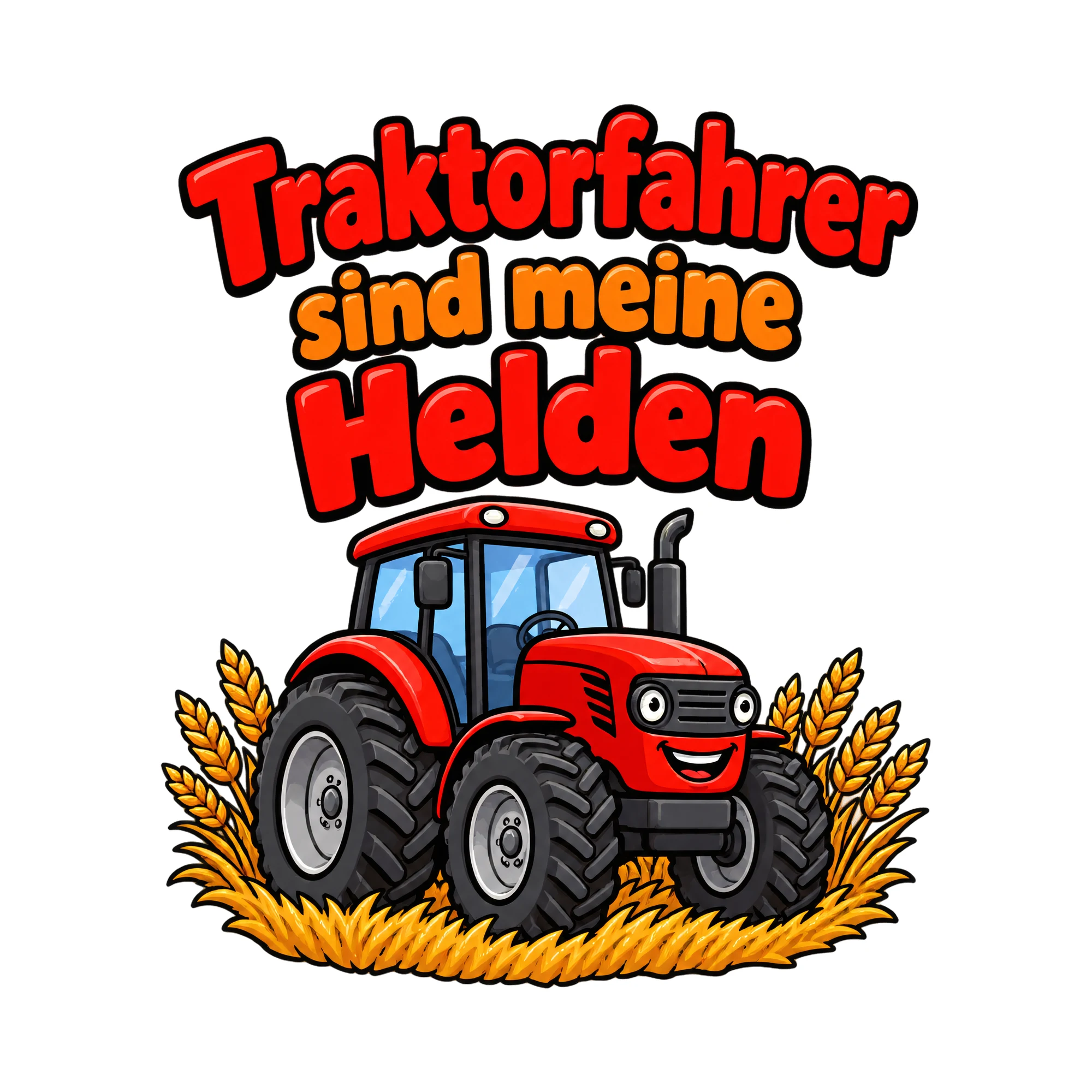 Bügelbild Traktorfahrer sind meine Helden als Grafik auf weißem Hintergrund (BB018511)