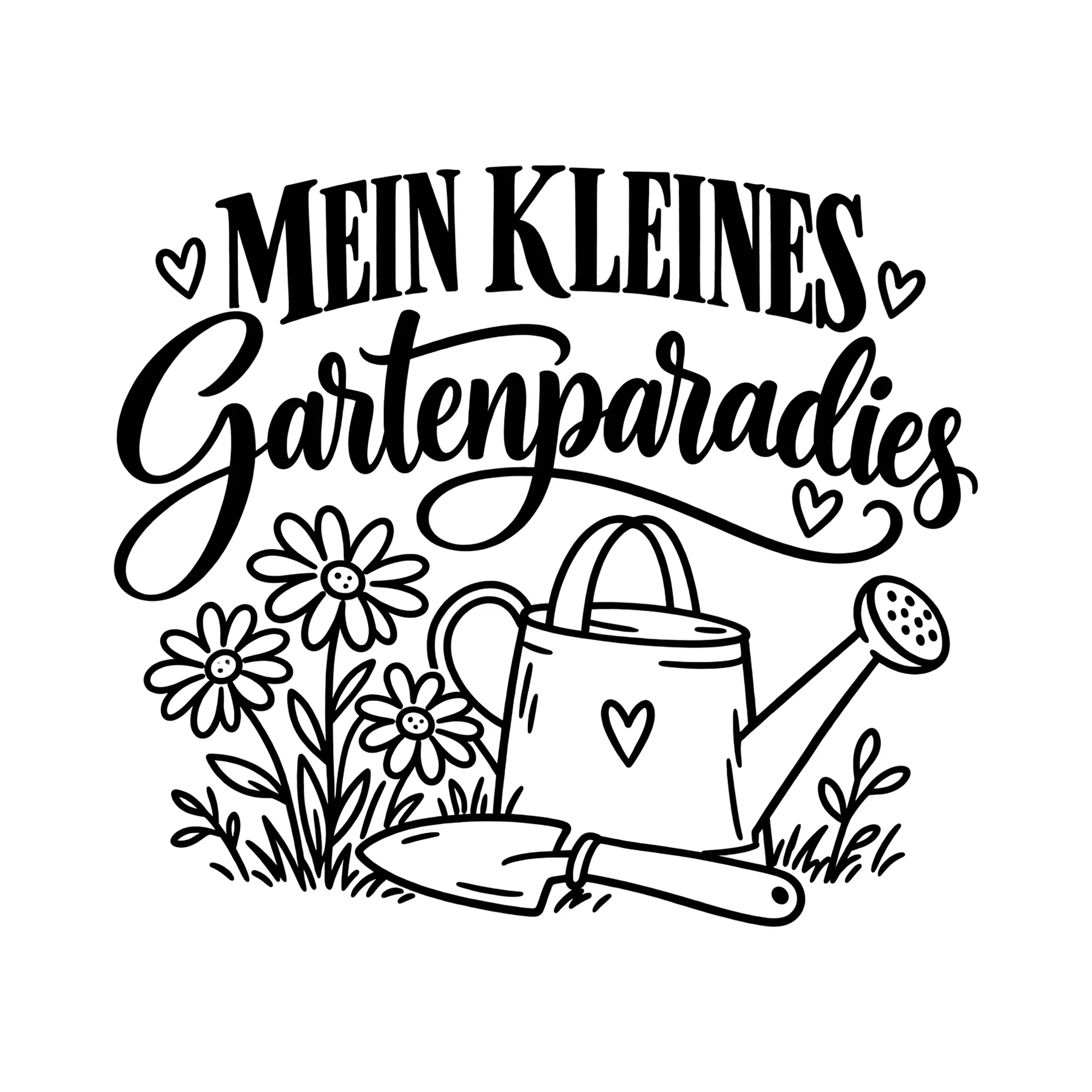 Bügelbild Mein kleines Gartenparadies als Grafik auf weißem Hintergrund (BB013218)