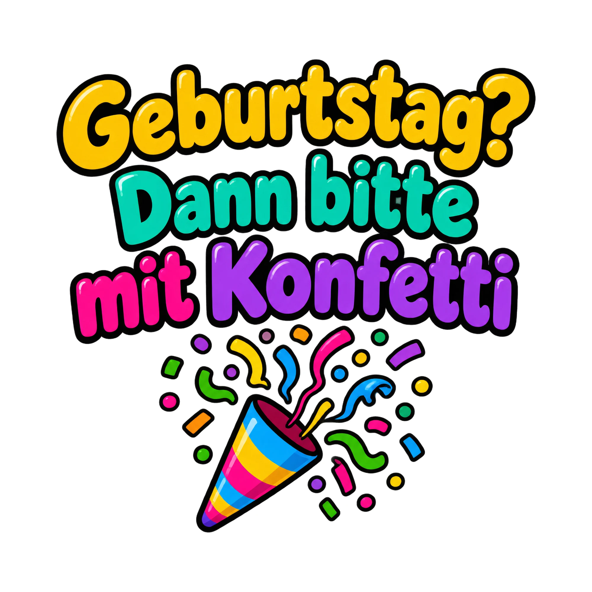 Bügelbild Geburtstag dann bitte mit konfetti als Grafik auf weißem Hintergrund (BB016355)
