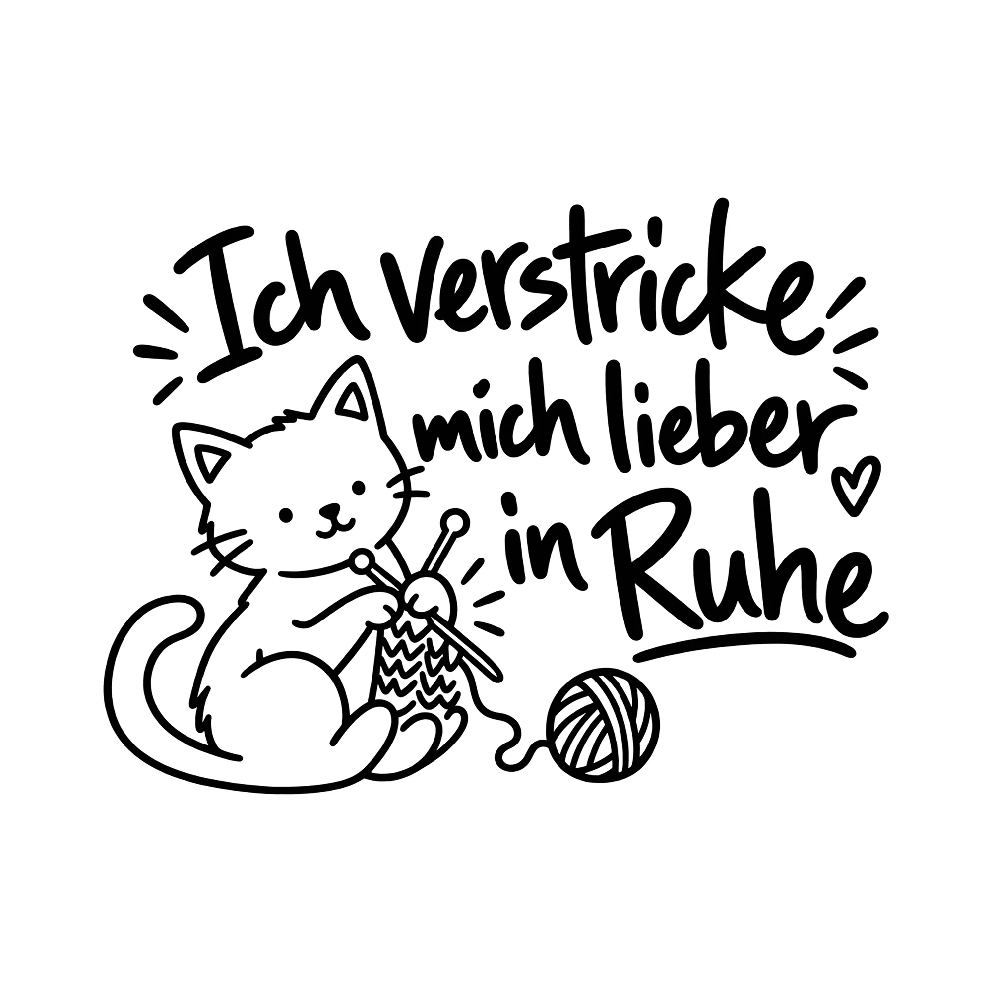Bügelbild Ich verstricke mich lieber in Ruhe als Grafik auf weißem Hintergrund (BB012953)