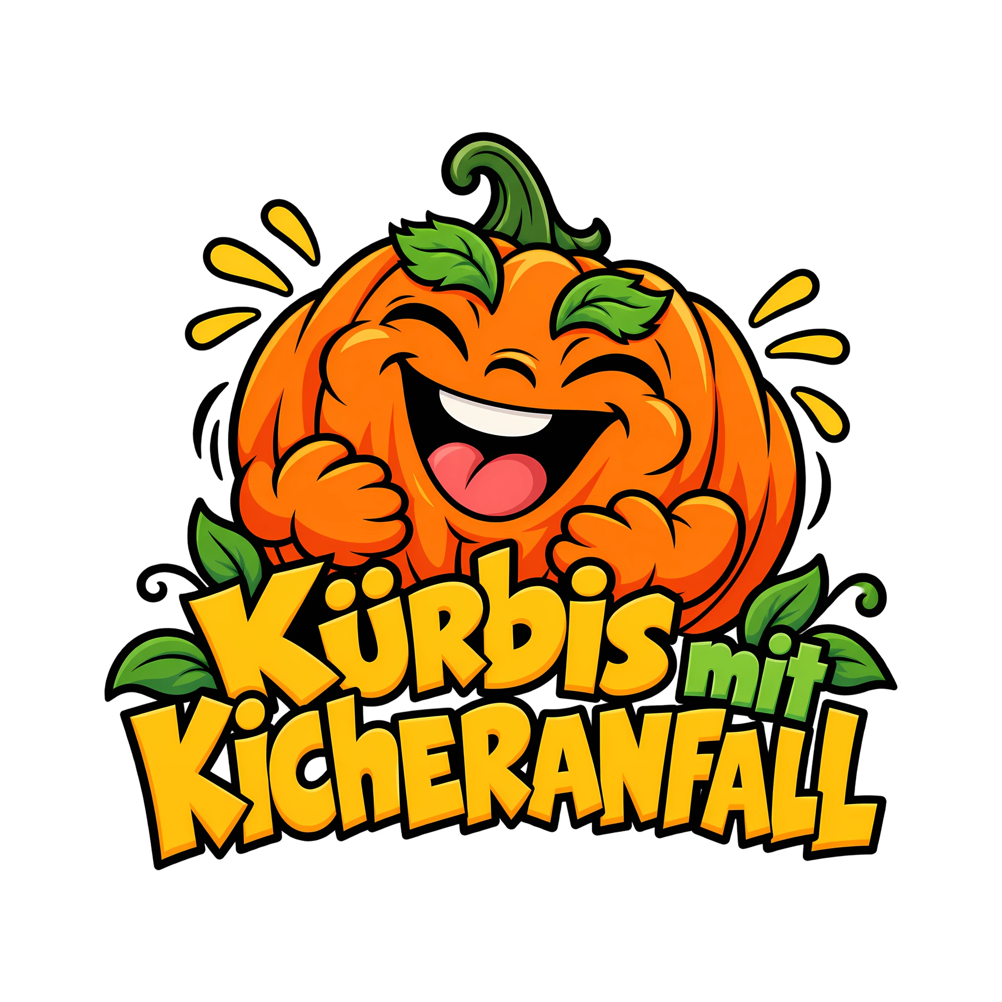 Bügelbild Kürbis mit Kicheranfall als Grafik auf weißem Hintergrund (BB012625)