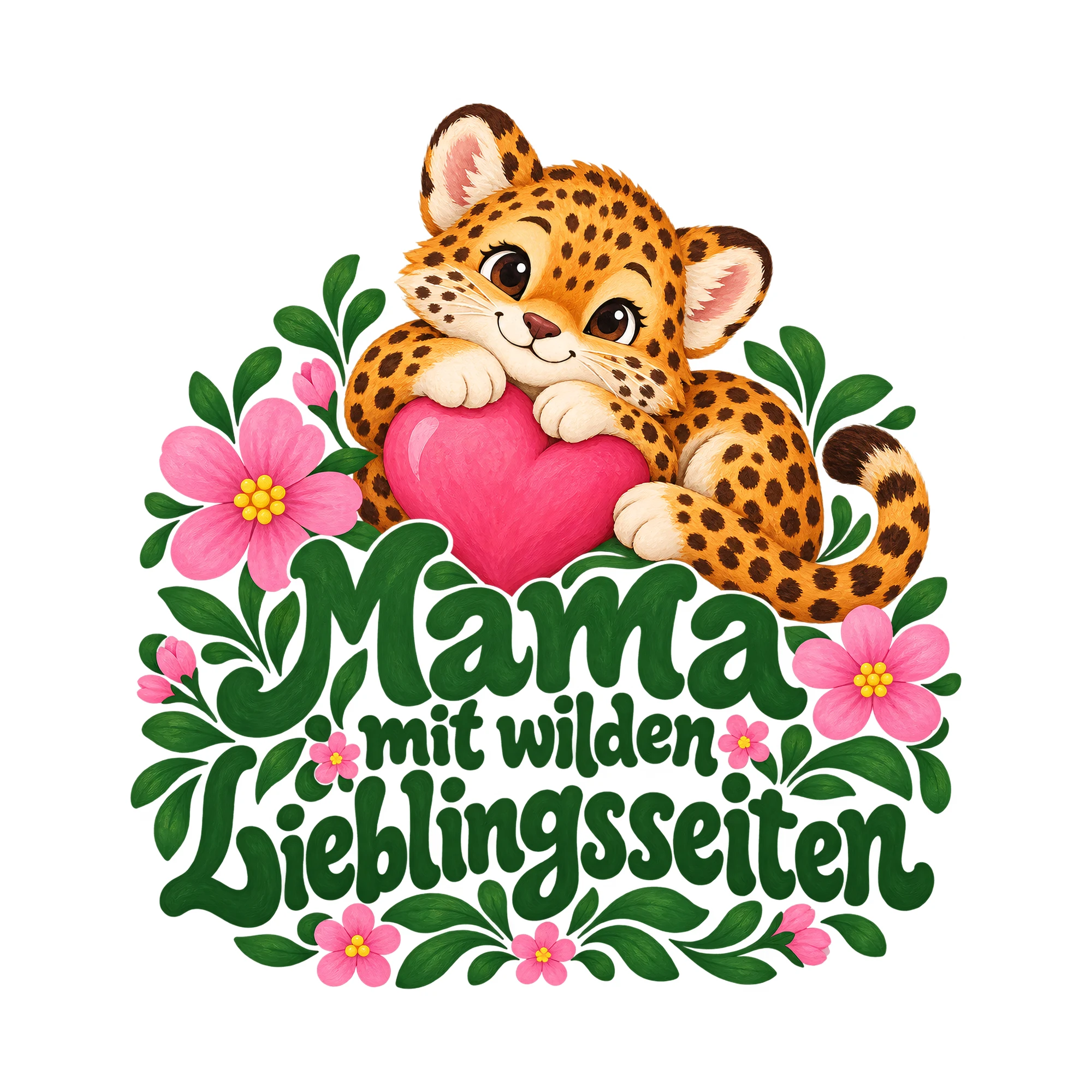 Bügelbild Mama mit wilden Lieblingsseiten als Grafik auf weißem Hintergrund (BB012403)