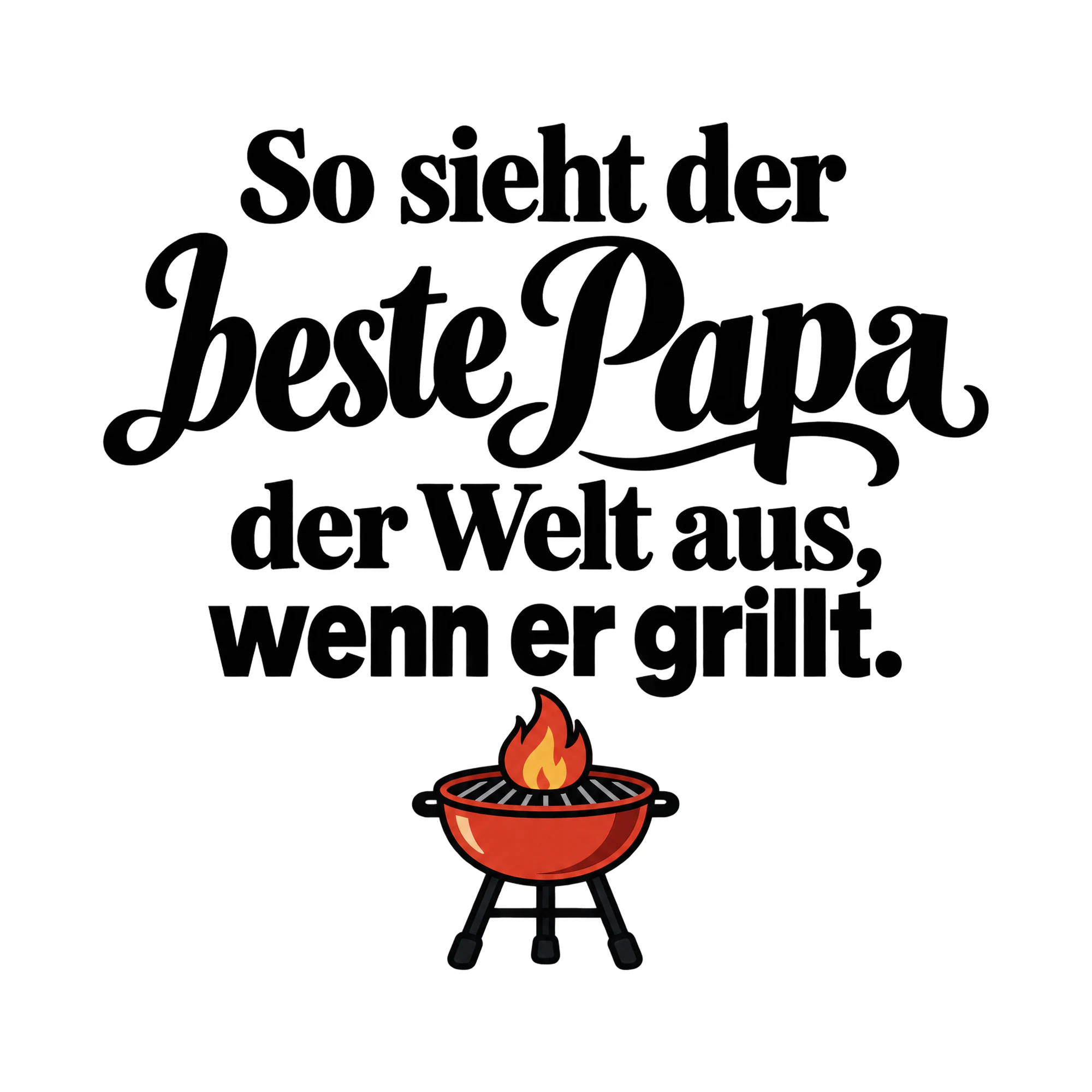 Bügelbild So sieht der beste Papa der Welt aus, wenn er grillt., Mama Papa Shirt Spruch als Grafik auf weißem Hintergrund (BB015134)