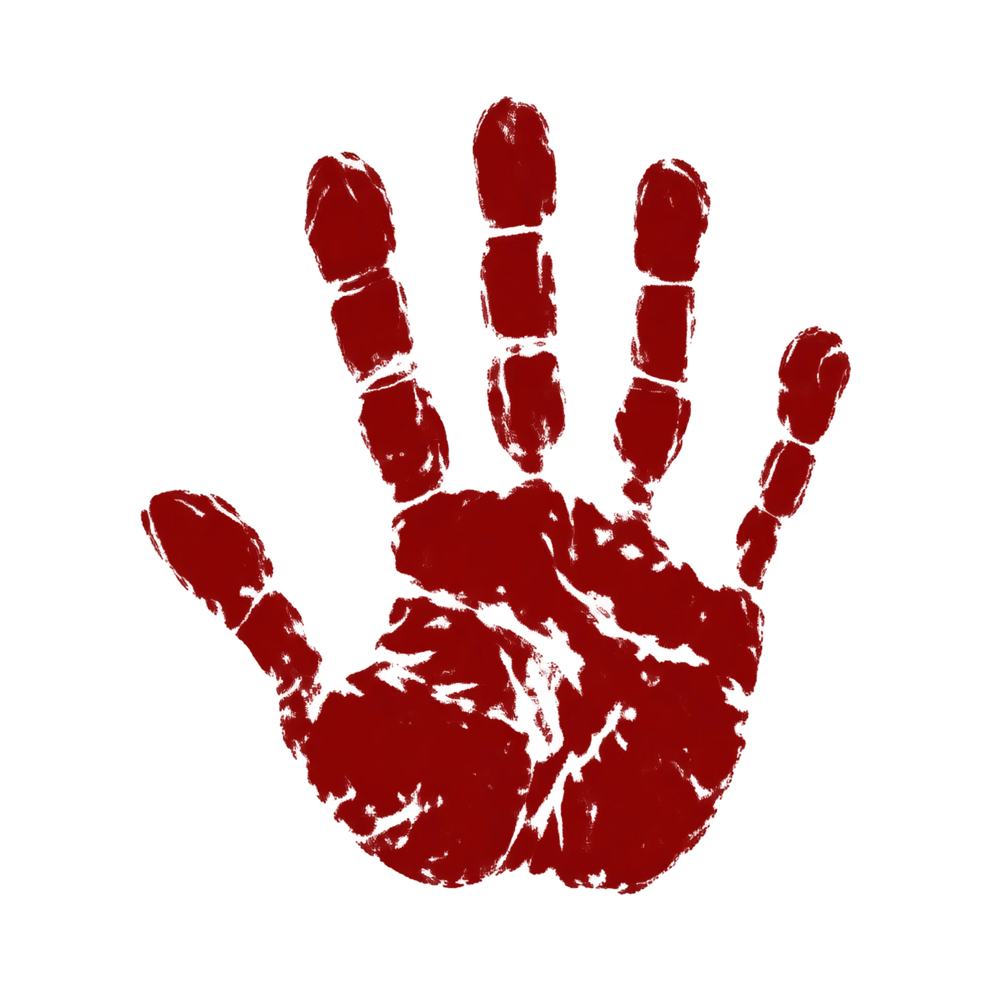 Bügelbild „Blutiger Handabdruck“, Lustiger Shirt Motiv als Grafik auf weißem Hintergrund (BB016040)
