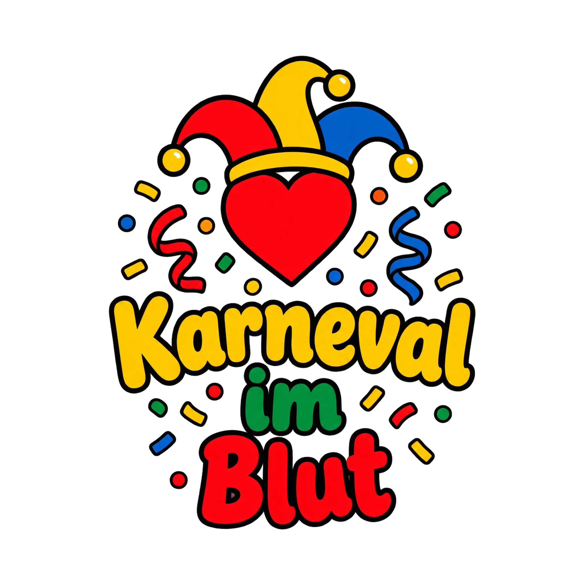 Bügelbild Karneval im Blut, Vereine Shirt Spruch als Grafik auf weißem Hintergrund (BB020458)
