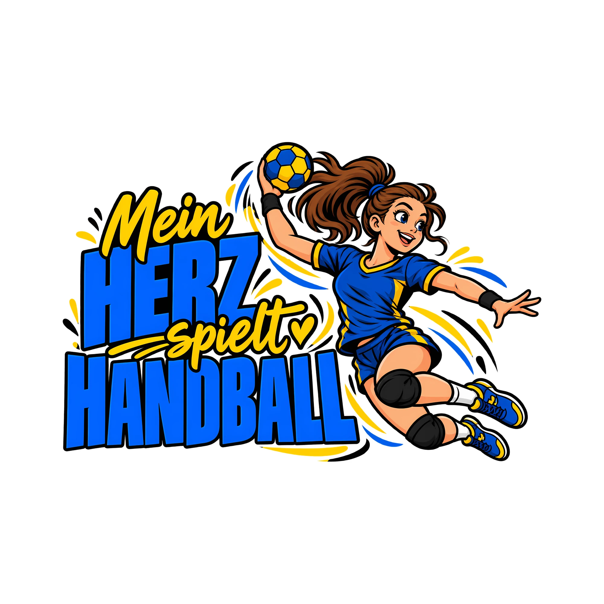 Bügelbild Mein Herz spielt Handball als Grafik auf weißem Hintergrund (BB013776)