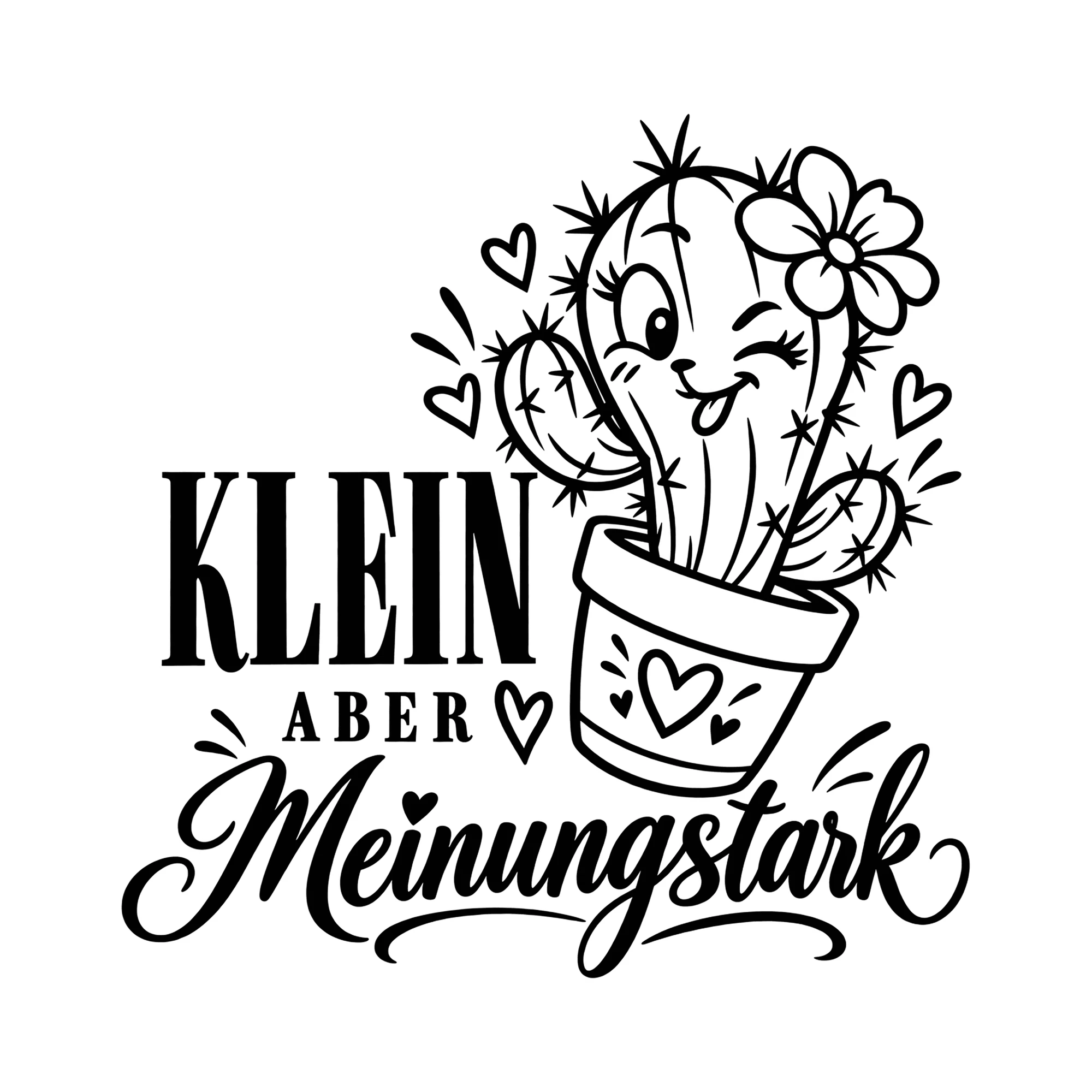 Bügelbild Klein aber meinungsstark als Grafik auf weißem Hintergrund (BB014094)