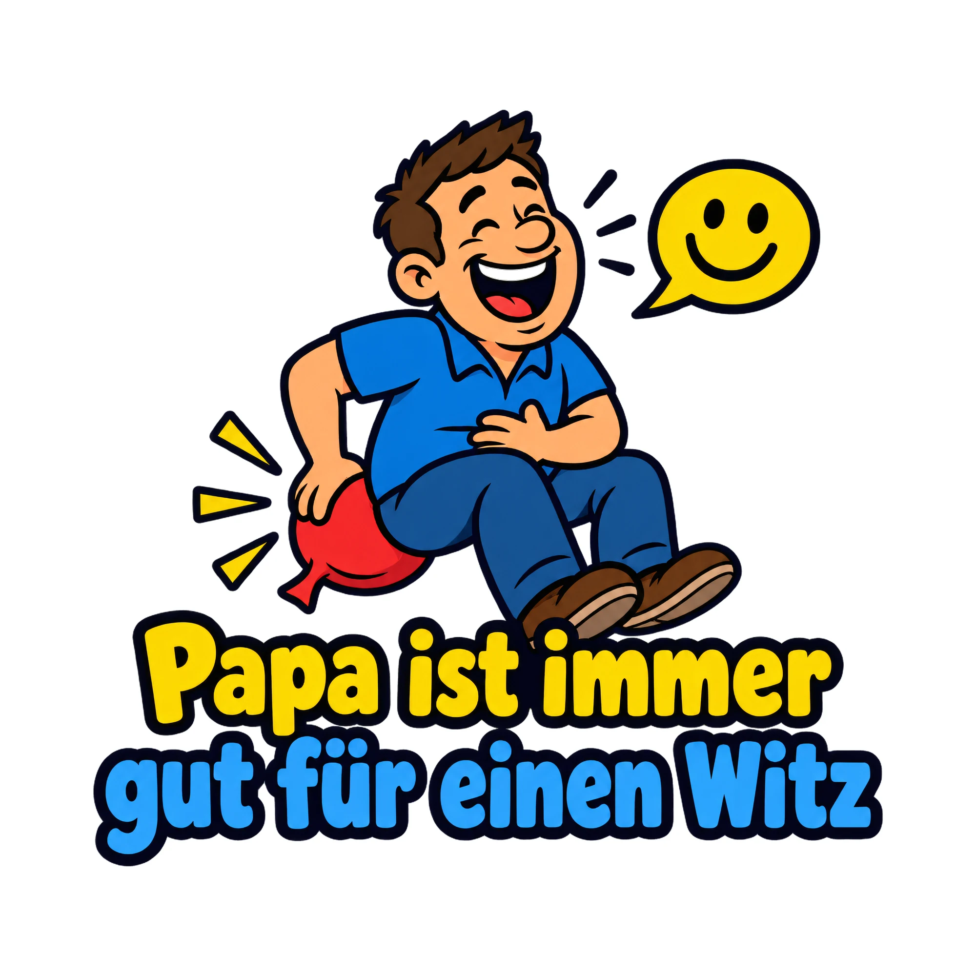 Bügelbild Papa ist immer gut für einen Witz als Grafik auf weißem Hintergrund (BB019217)