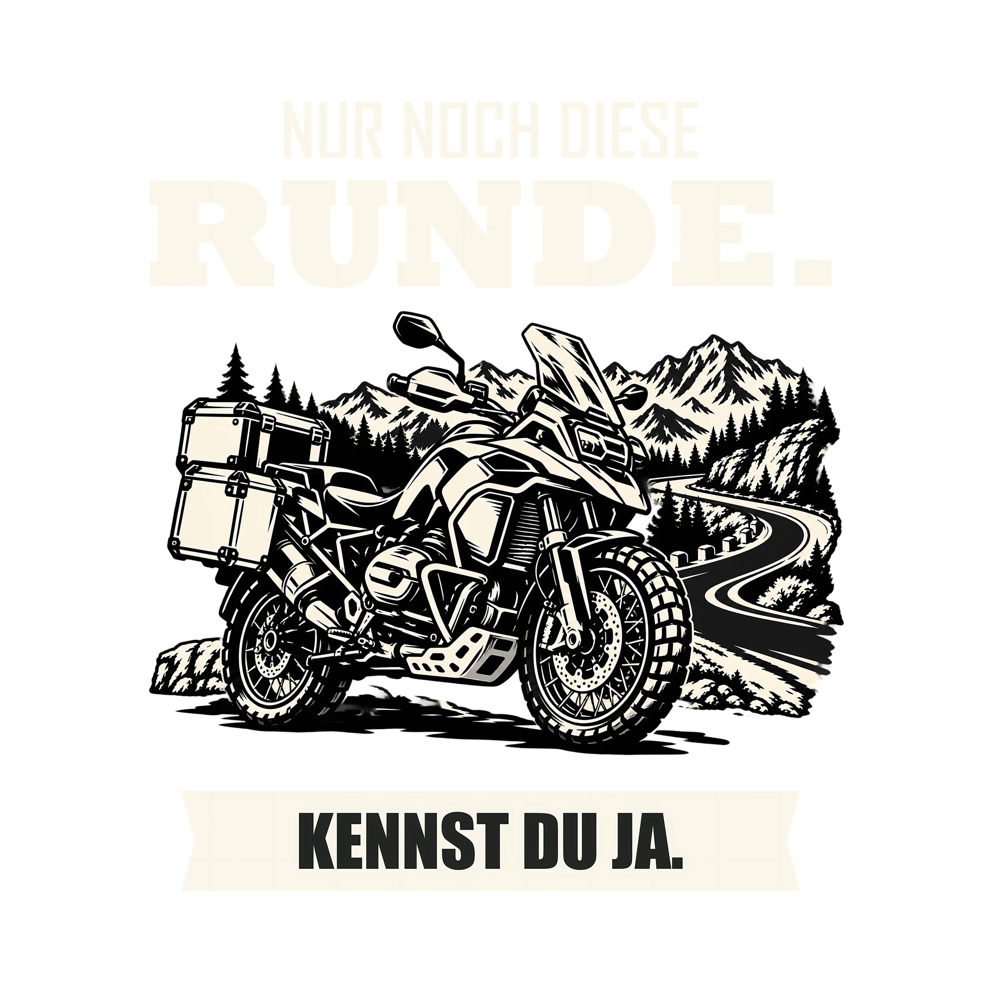 Bügelbild NUR NOCH DIESE RUNDE. KENNST DU JA. als Grafik auf weißem Hintergrund (BB012728)