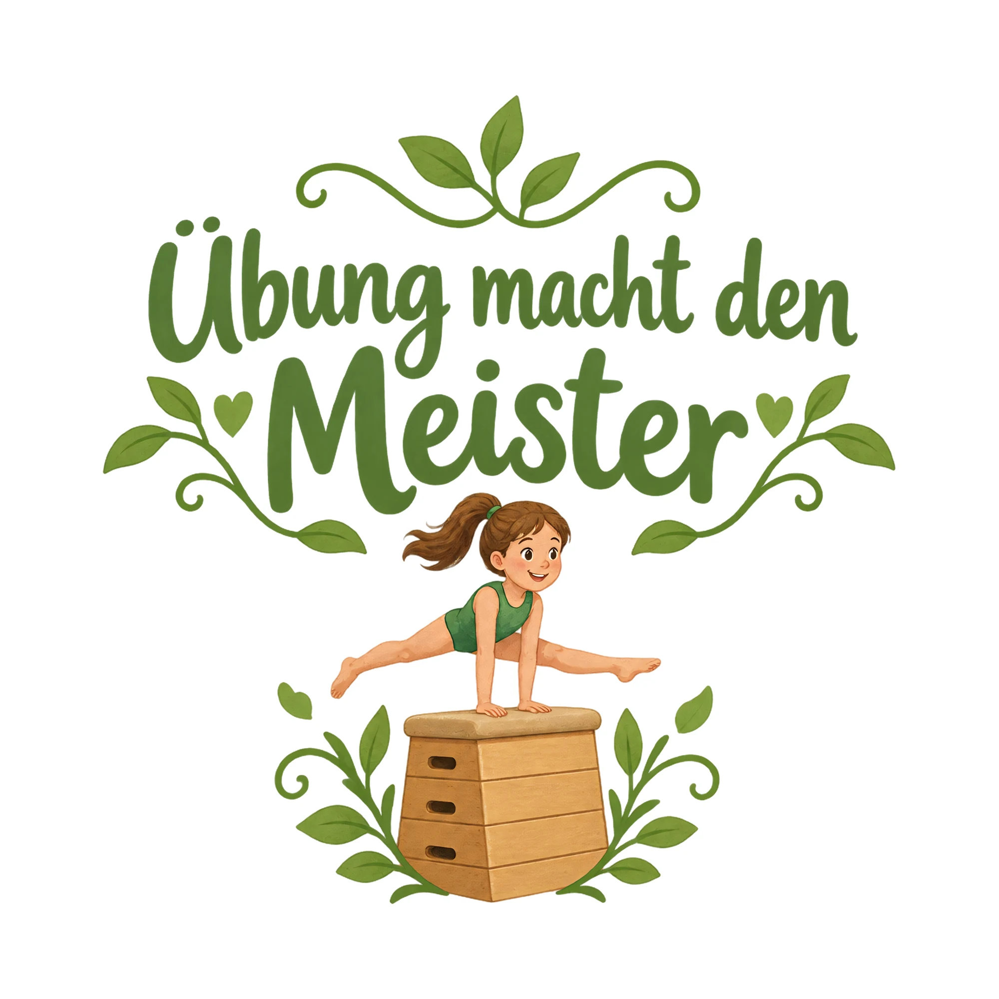 Bügelbild Übung macht den Meister als Grafik auf weißem Hintergrund (BB020510)