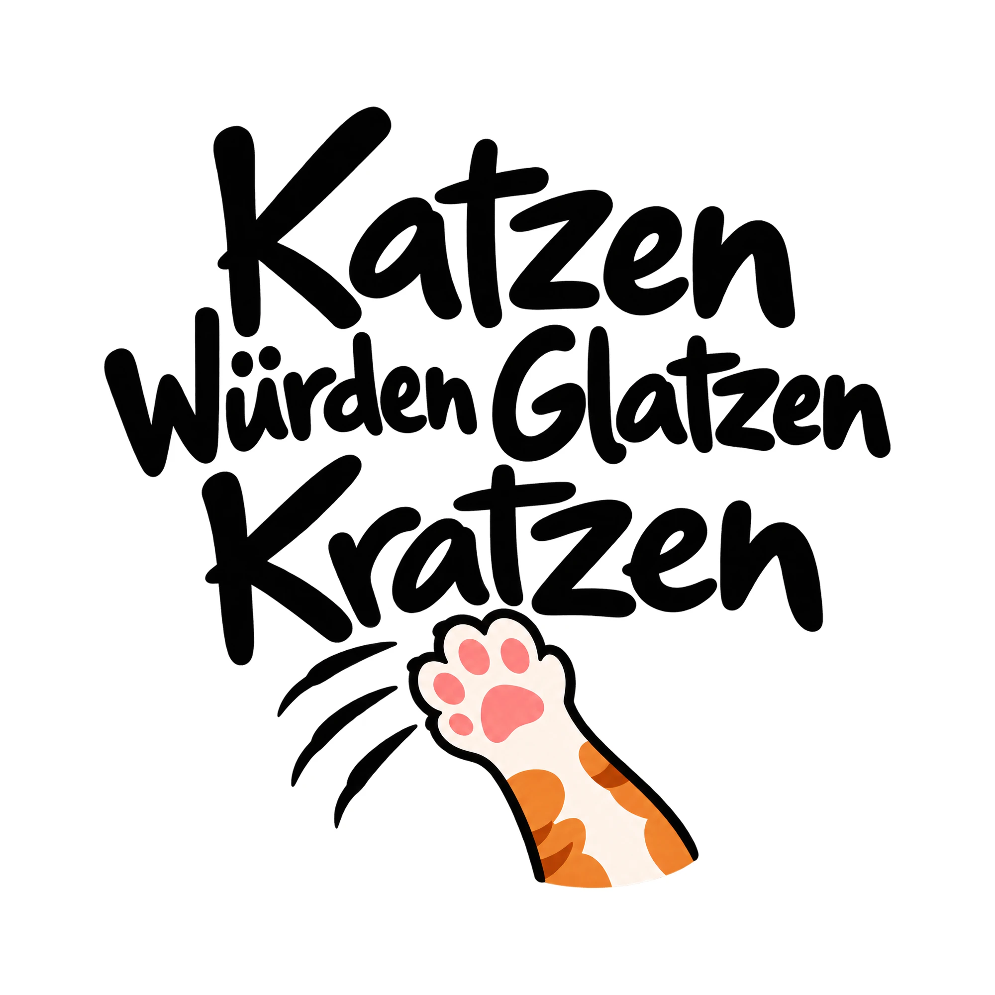 Bügelbild „Katzen Würden Glatzen Kratzen“ | Tiere Shirt Spruch als Grafik auf weißem Hintergrund (BB016191)