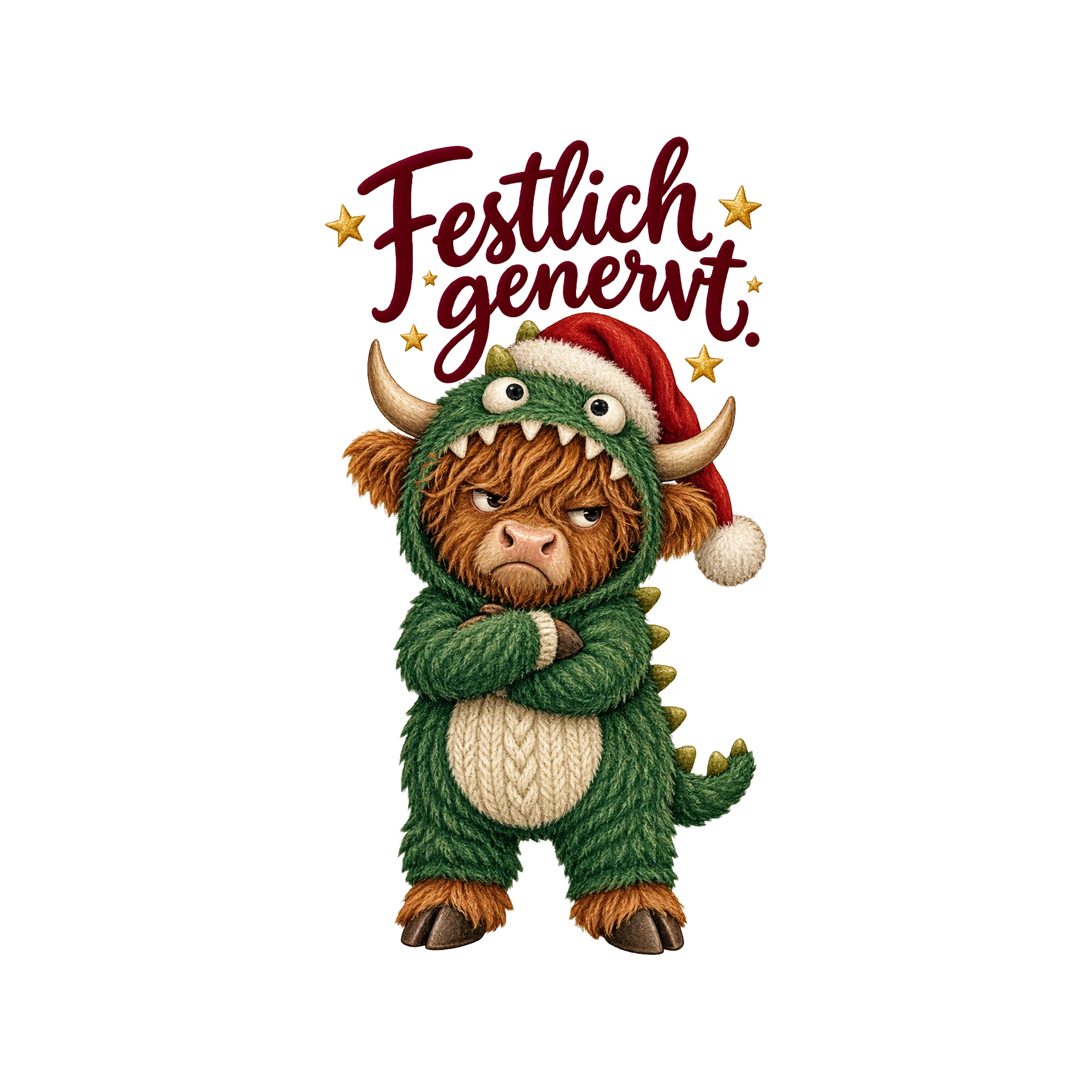 Bügelbild Festlich genervt. als Grafik auf weißem Hintergrund (BB011352)