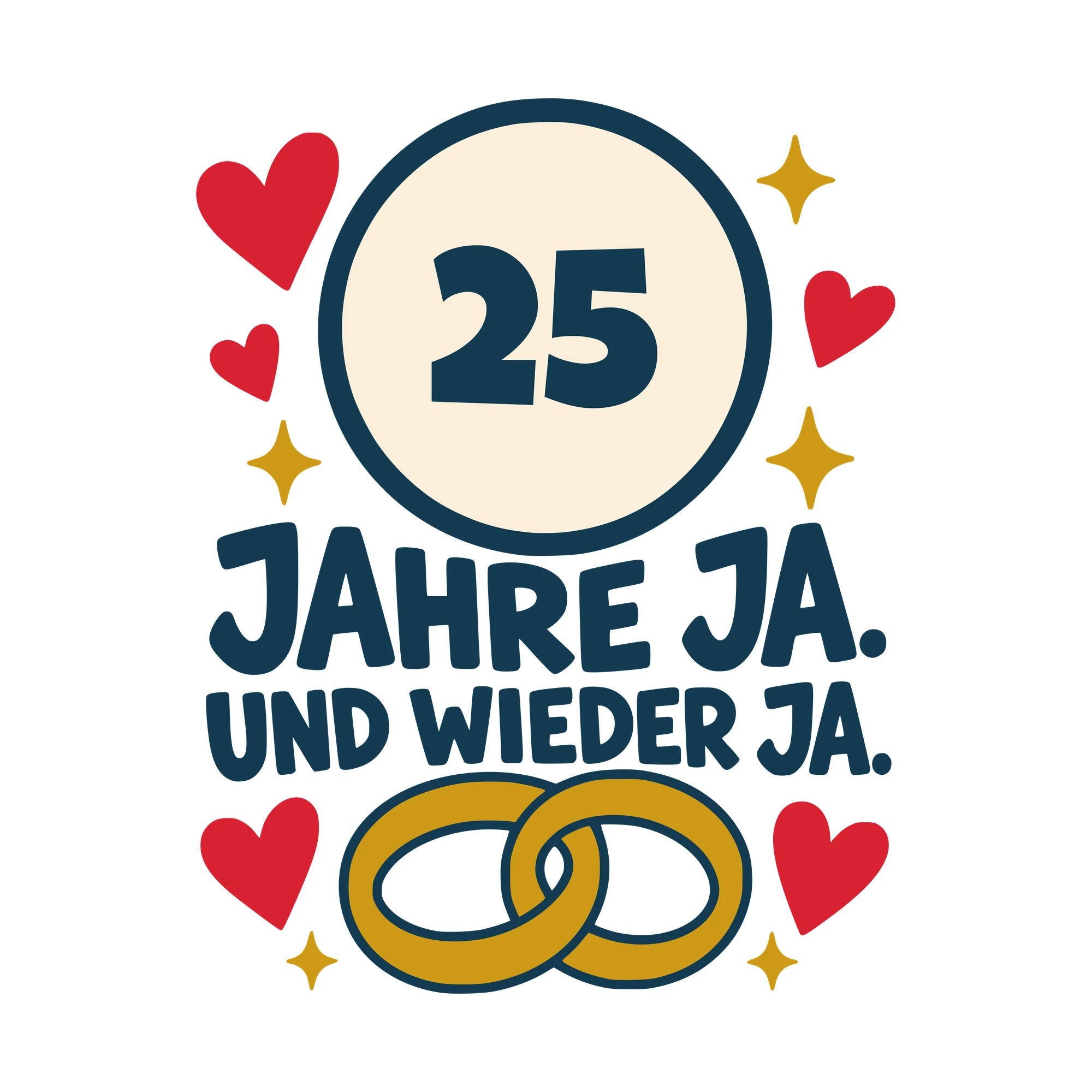 Bügelbild Jahre Ja. Und wieder Ja. mit Zahl als Grafik auf weißem Hintergrund (BB010499)