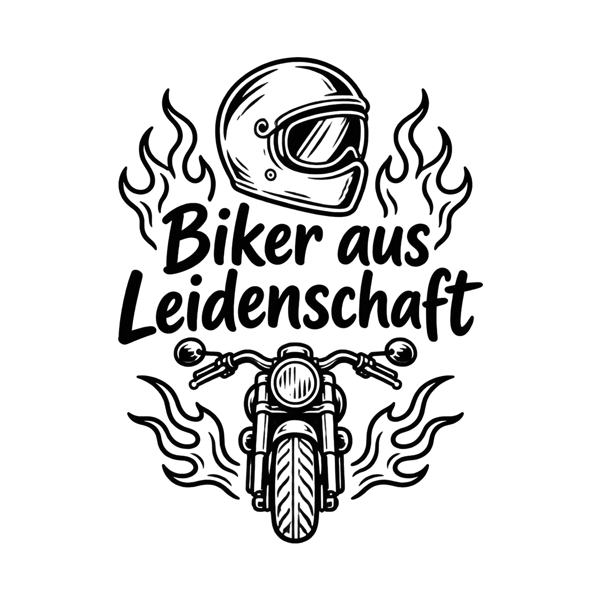 Bügelbild Biker aus Leidenschaft als Grafik auf weißem Hintergrund (BB018509)