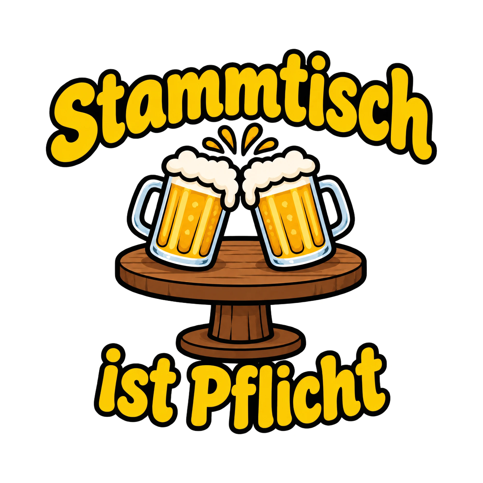 Bügelbild Stammtisch ist Pflicht als Grafik auf weißem Hintergrund (BB018654)