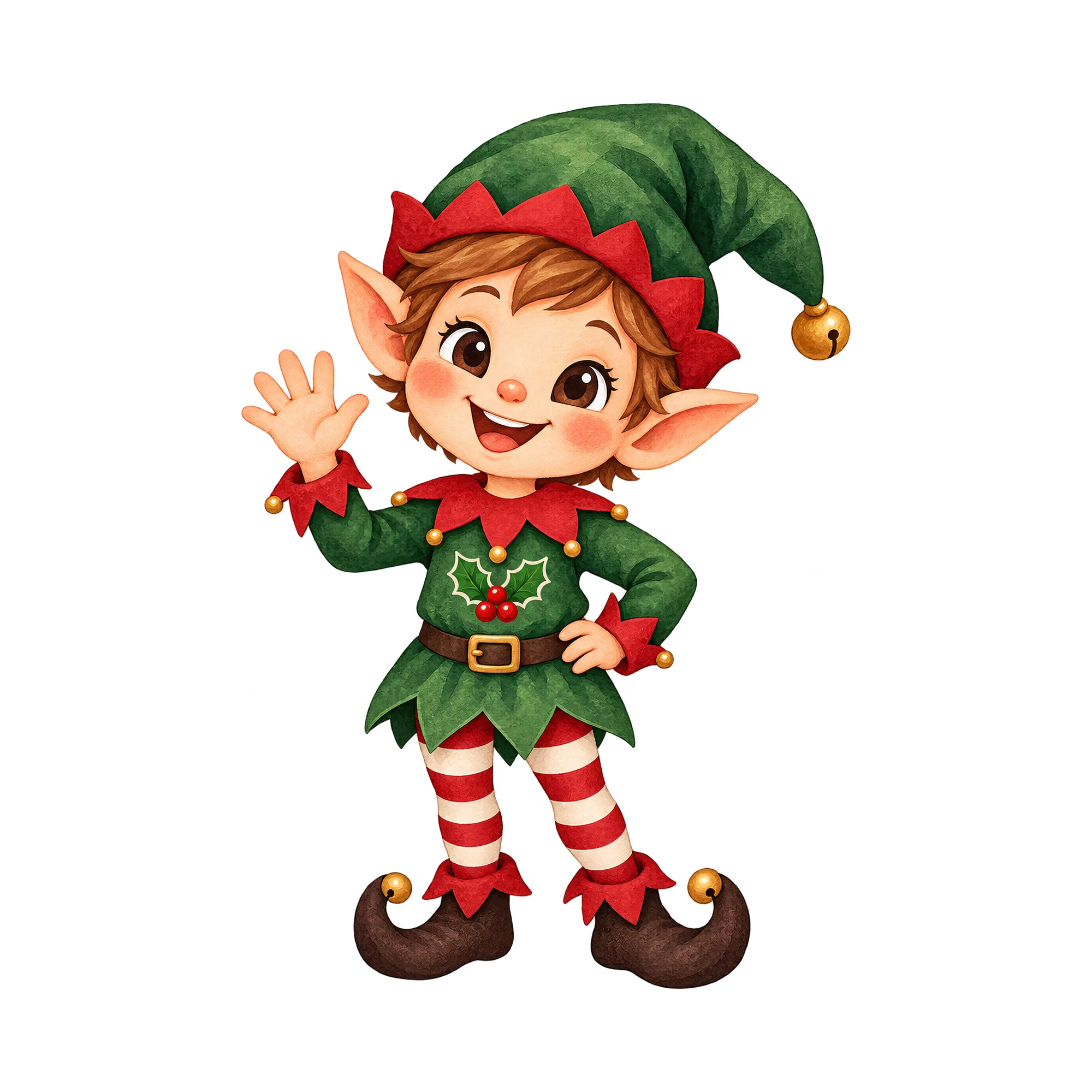 Bügelbild Baby Elf Strumpf, Lustiger Shirt Motiv als Grafik auf weißem Hintergrund (BB014949)