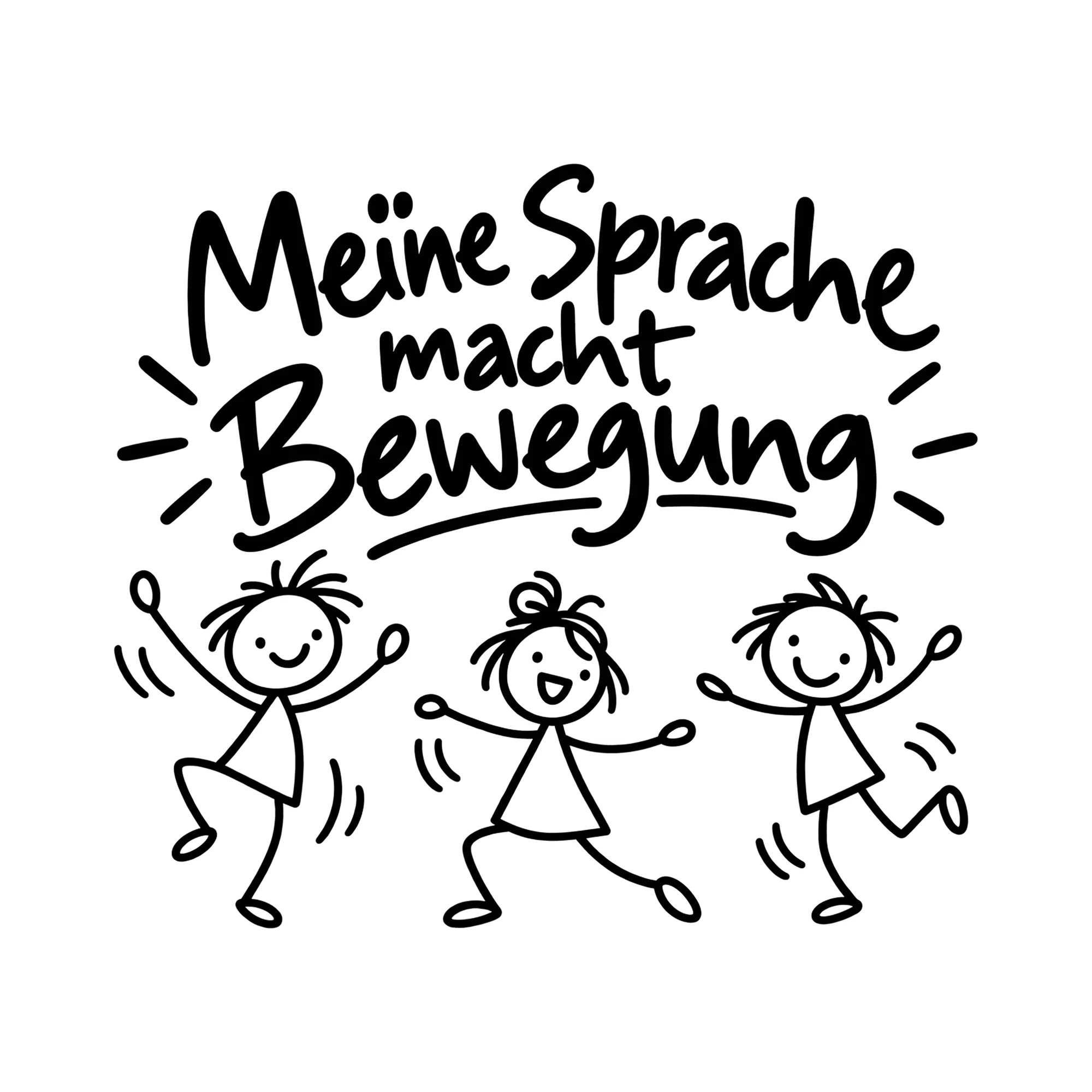Bügelbild Meine Sprache macht Bewegung als Grafik auf weißem Hintergrund (BB013672)