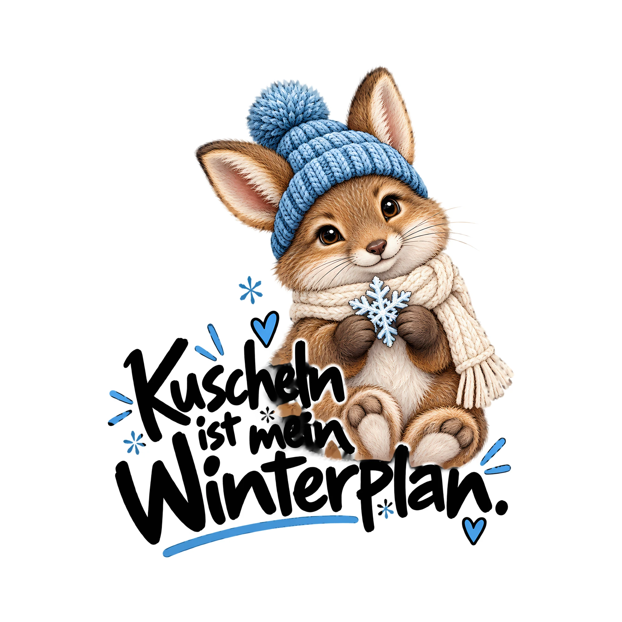 Bügelbild Kuscheln ist mein Winterplan. als Grafik auf weißem Hintergrund (BB014069)