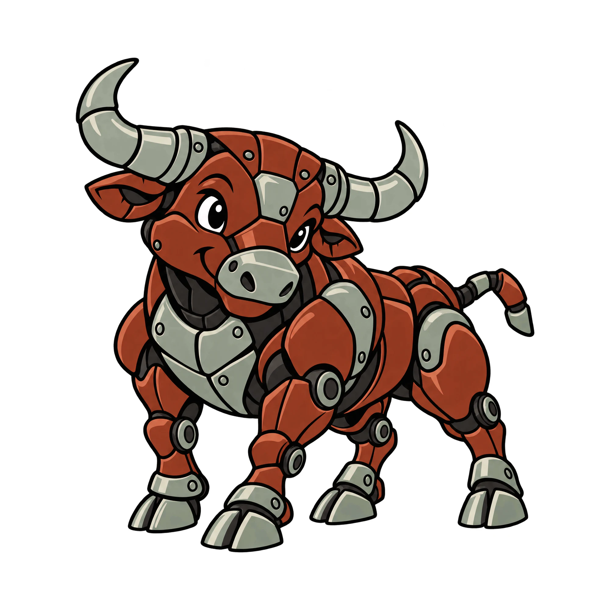 Bügelbild Mecha Roboter Sternzeichen Stier, Lustiger Shirt Motiv als Grafik auf weißem Hintergrund (BB015926)