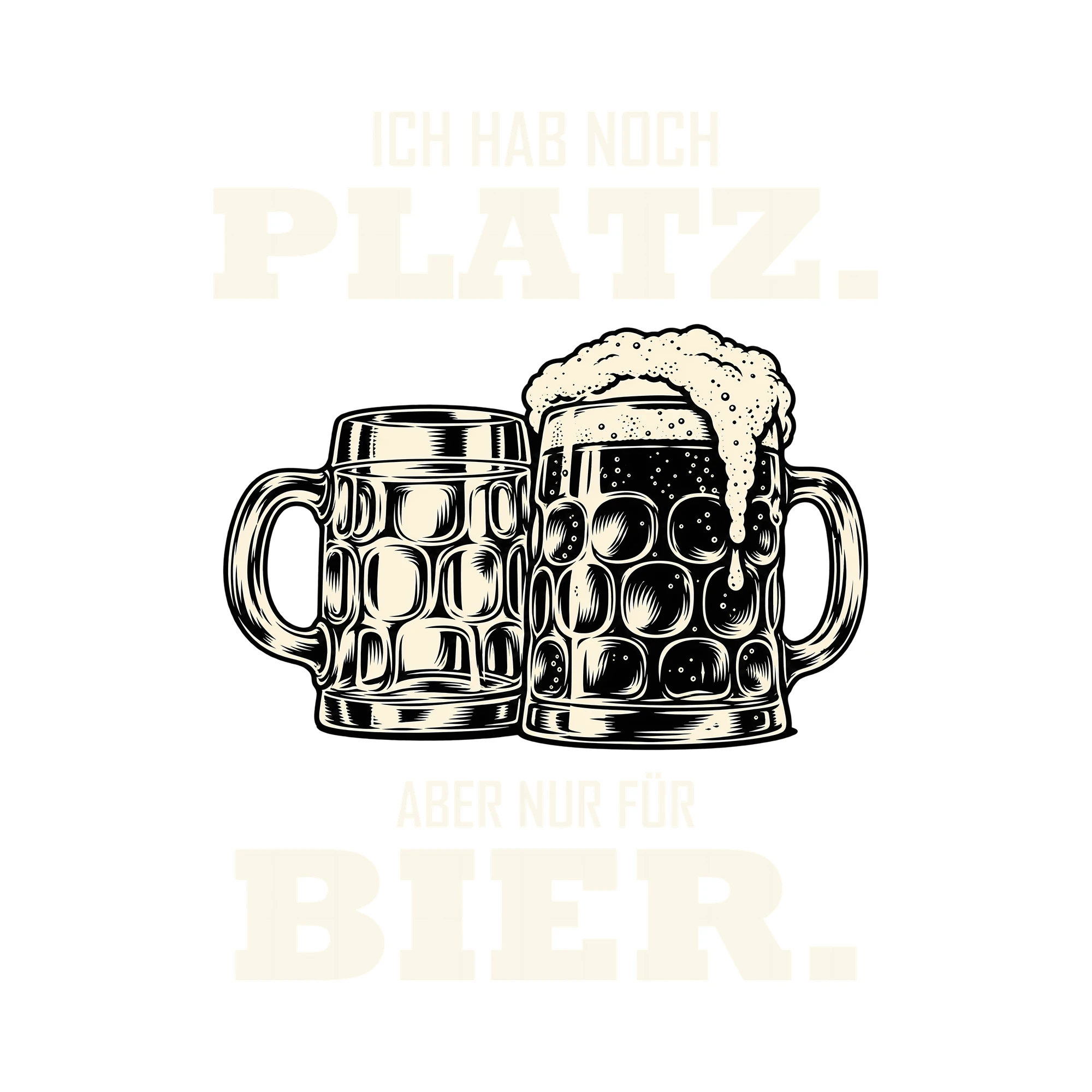 Bügelbild ICH HAB NOCH PLATZ. ABER NUR FÜR BIER. als Grafik auf weißem Hintergrund (BB011830)