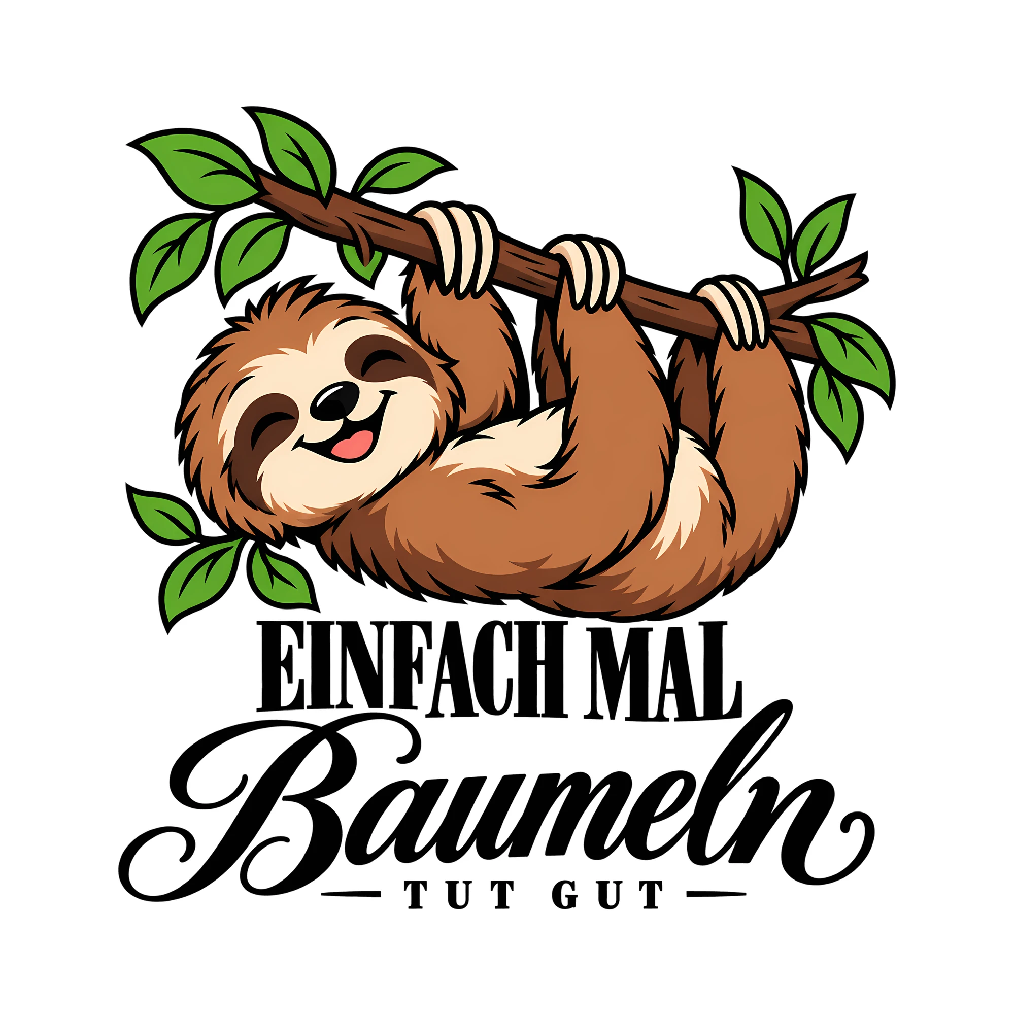 Bügelbild Einfach mal baumeln tut gut als Grafik auf weißem Hintergrund (BB012802)
