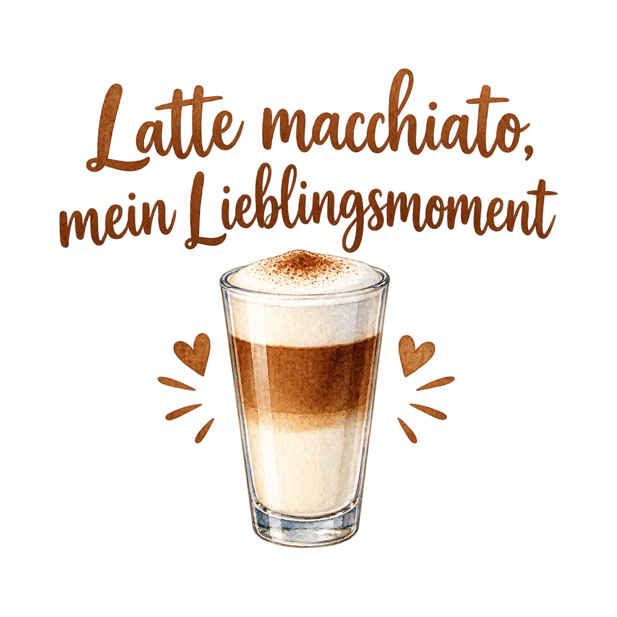 Bügelbild Latte macchiato, mein Lieblingsmoment als Grafik auf weißem Hintergrund (BB019497)