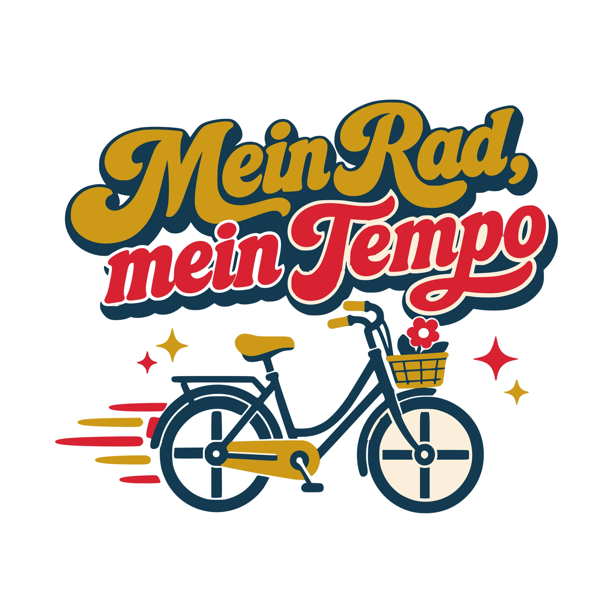 Bügelbild Mein Rad, mein Tempo als Grafik auf weißem Hintergrund (BB010457)