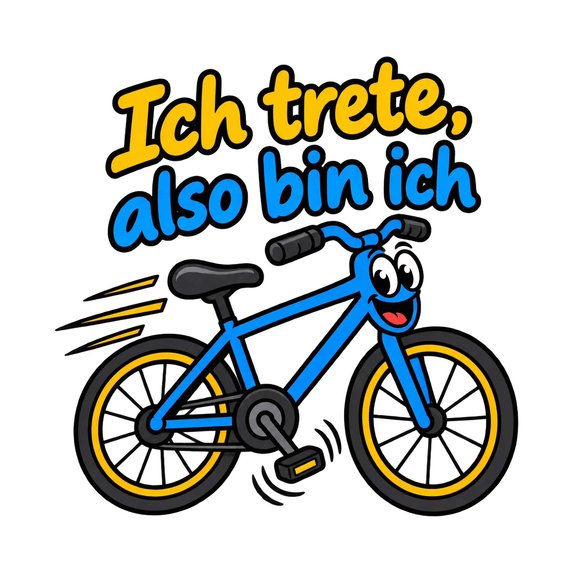 Bügelbild Ich trete, also bin ich als Grafik auf weißem Hintergrund (BB019448)
