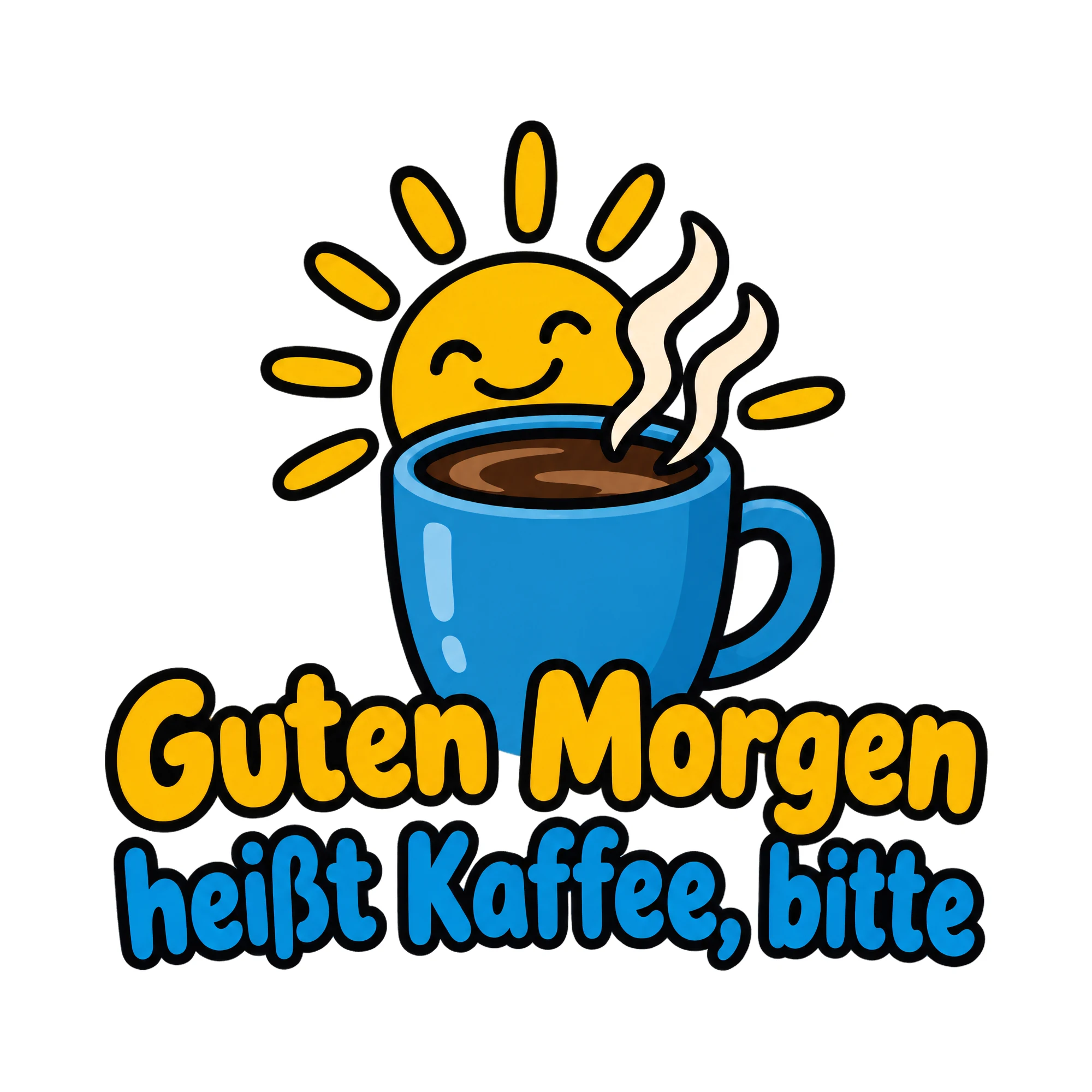 Bügelbild Guten Morgen heißt Kaffee, bitte als Grafik auf weißem Hintergrund (BB019493)