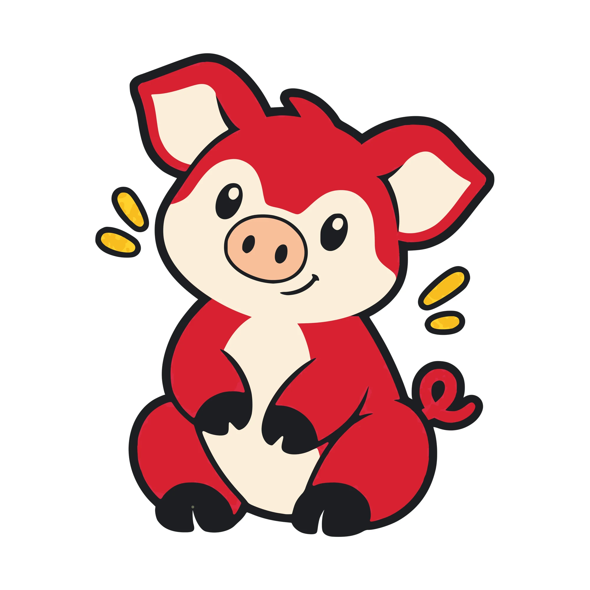Bügelbild Schwein im Comic-Stil als Grafik auf weißem Hintergrund (BB011028)