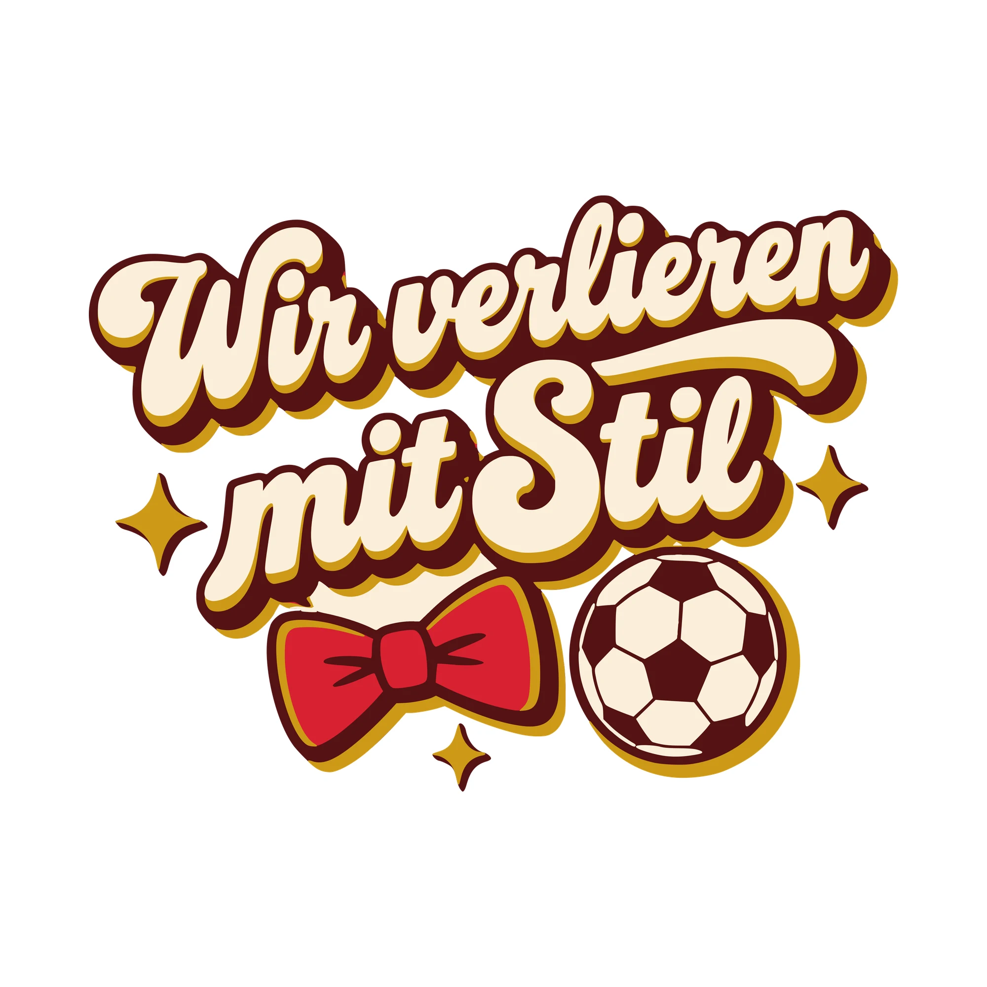 Bügelbild Wir verlieren mit Stil als Grafik auf weißem Hintergrund (BB010617)