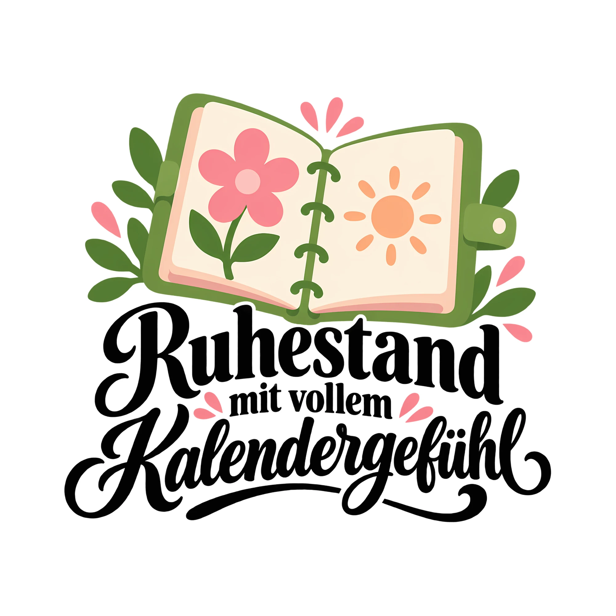 Bügelbild Ruhestand mit vollem Kalendergefühl als Grafik auf weißem Hintergrund (BB011656)