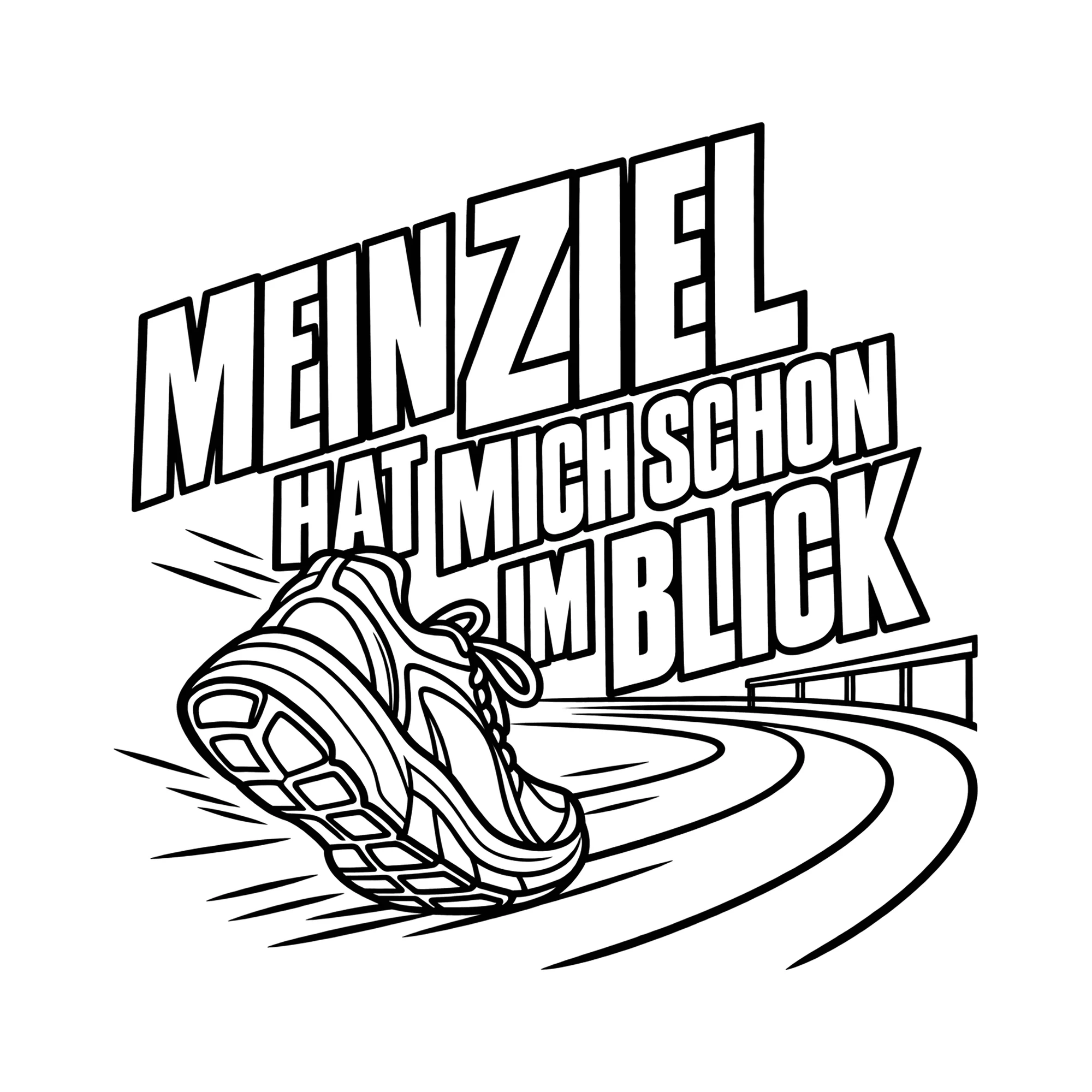 Bügelbild MEIN ZIEL HAT MICH SCHON IM BLICK als Grafik auf weißem Hintergrund (BB014430)