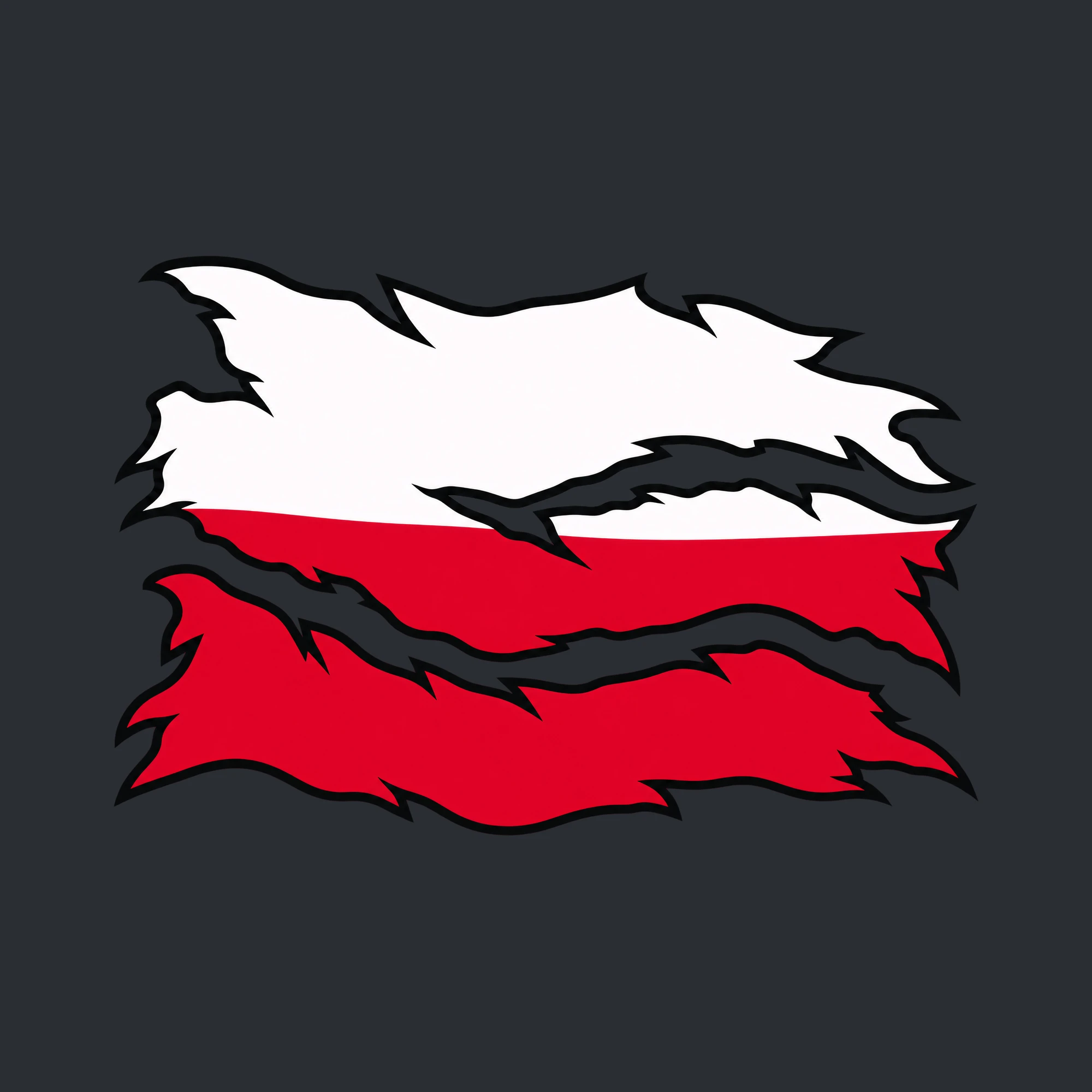 Bügelbild „Zerrissene Fahne Polen“, Lustiger Shirt Motiv als Grafik auf weißem Hintergrund (BB015373)