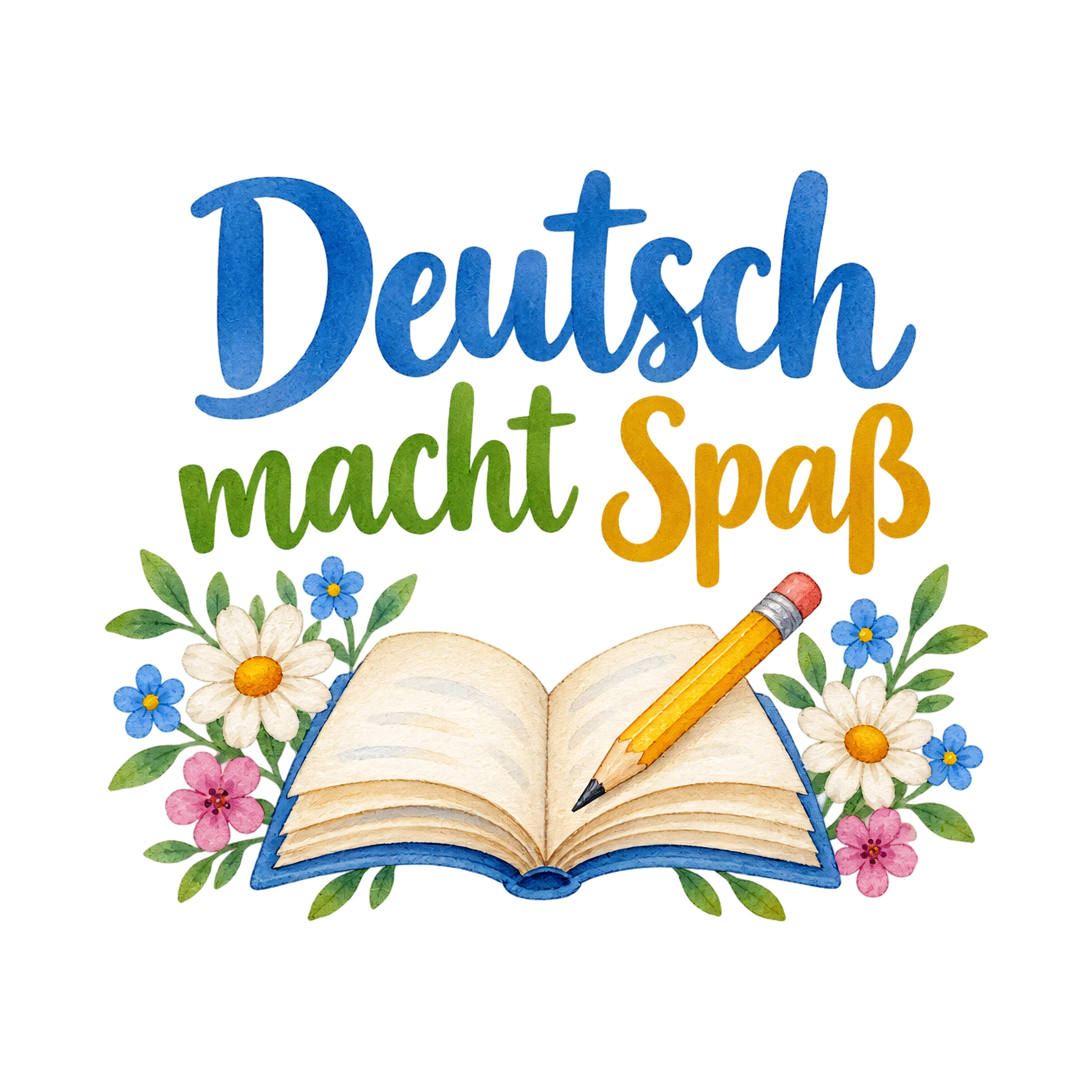 Bügelbild Deutsch macht Spaß als Grafik auf weißem Hintergrund (BB018735)