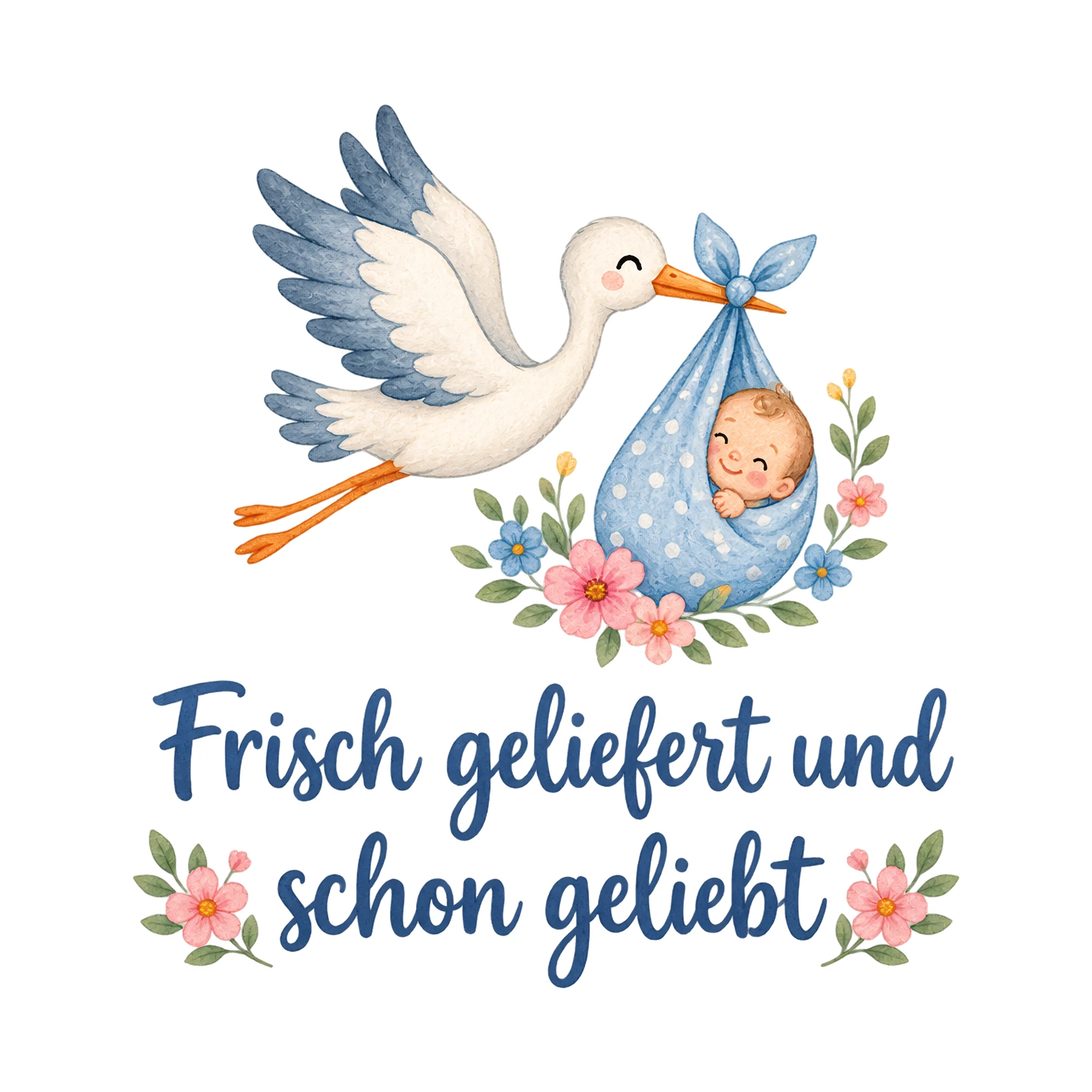 Bügelbild Frisch geliefert und schon geliebt als Grafik auf weißem Hintergrund (BB020040)