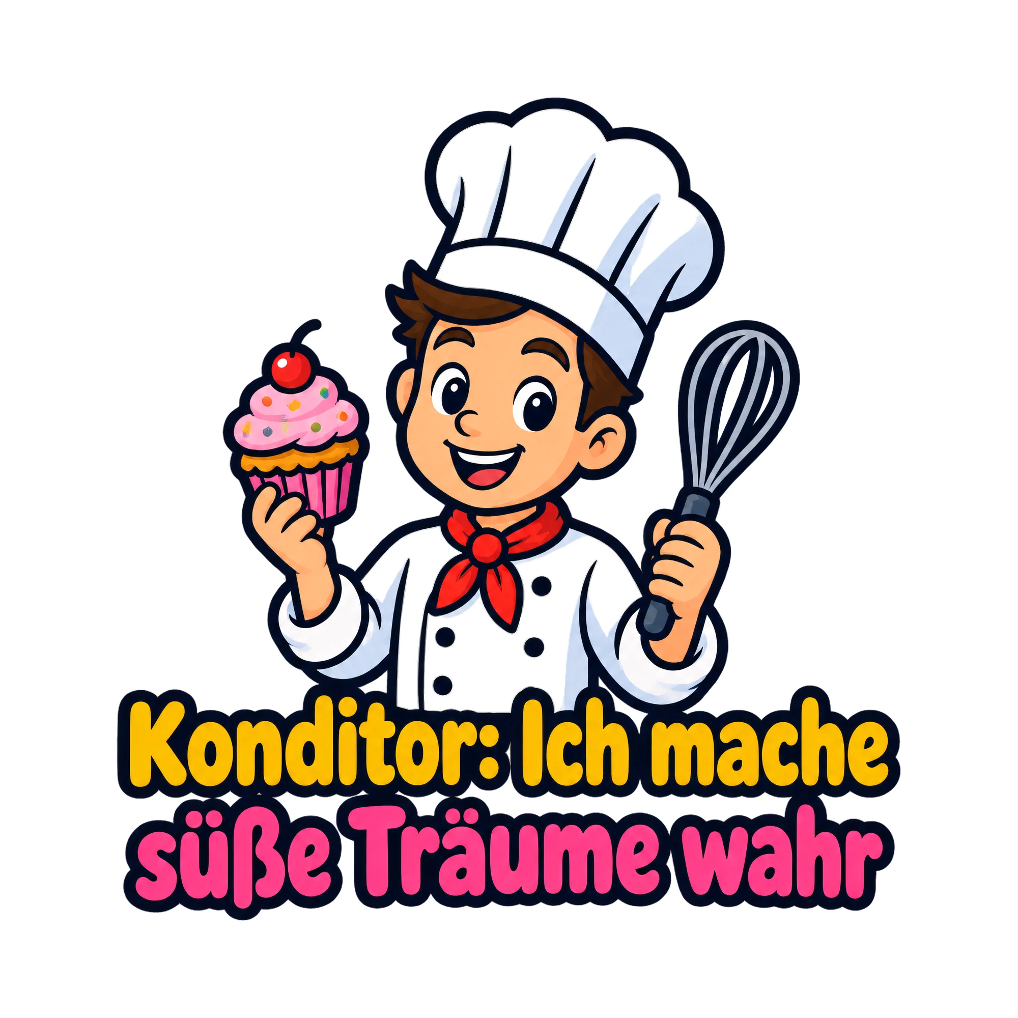 Bügelbild Konditor: Ich mache süße Träume wahr als Grafik auf weißem Hintergrund (BB020280)