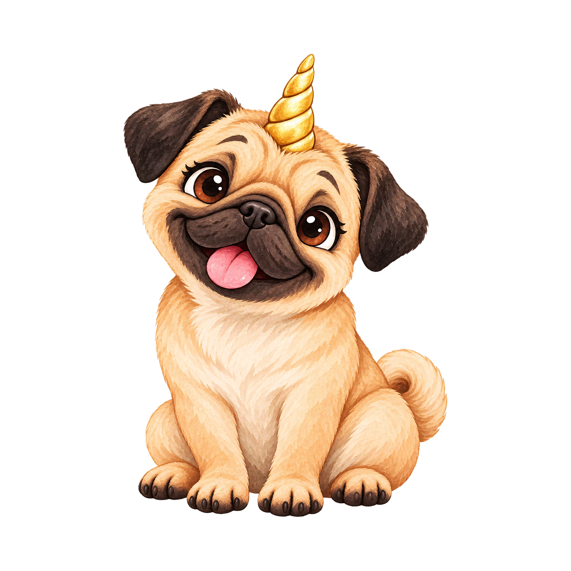 Bügelbild Unicorn Dog, Tiere Shirt Motiv als Grafik auf weißem Hintergrund (BB016093)