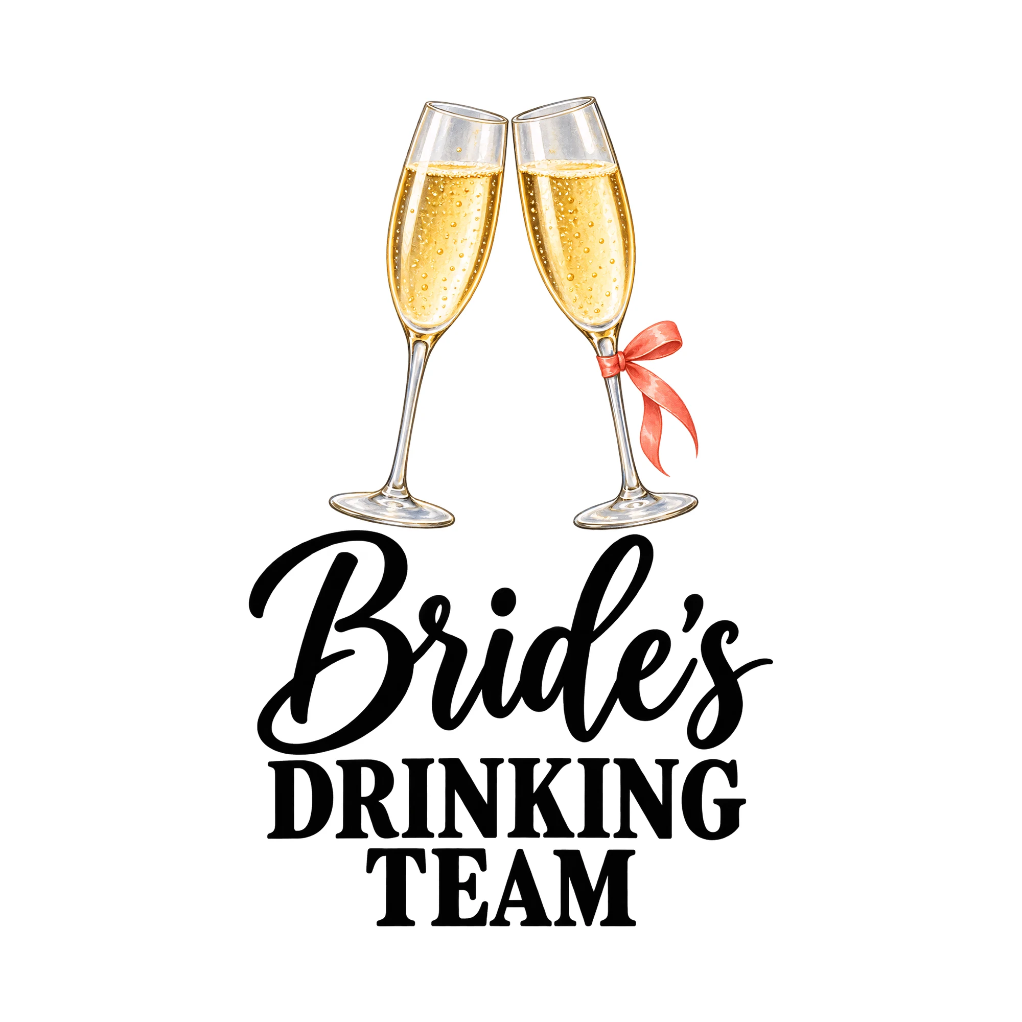 Bügelbild Bride's Drinking Team, JGA Shirt Spruch als Grafik auf weißem Hintergrund (BB015334)