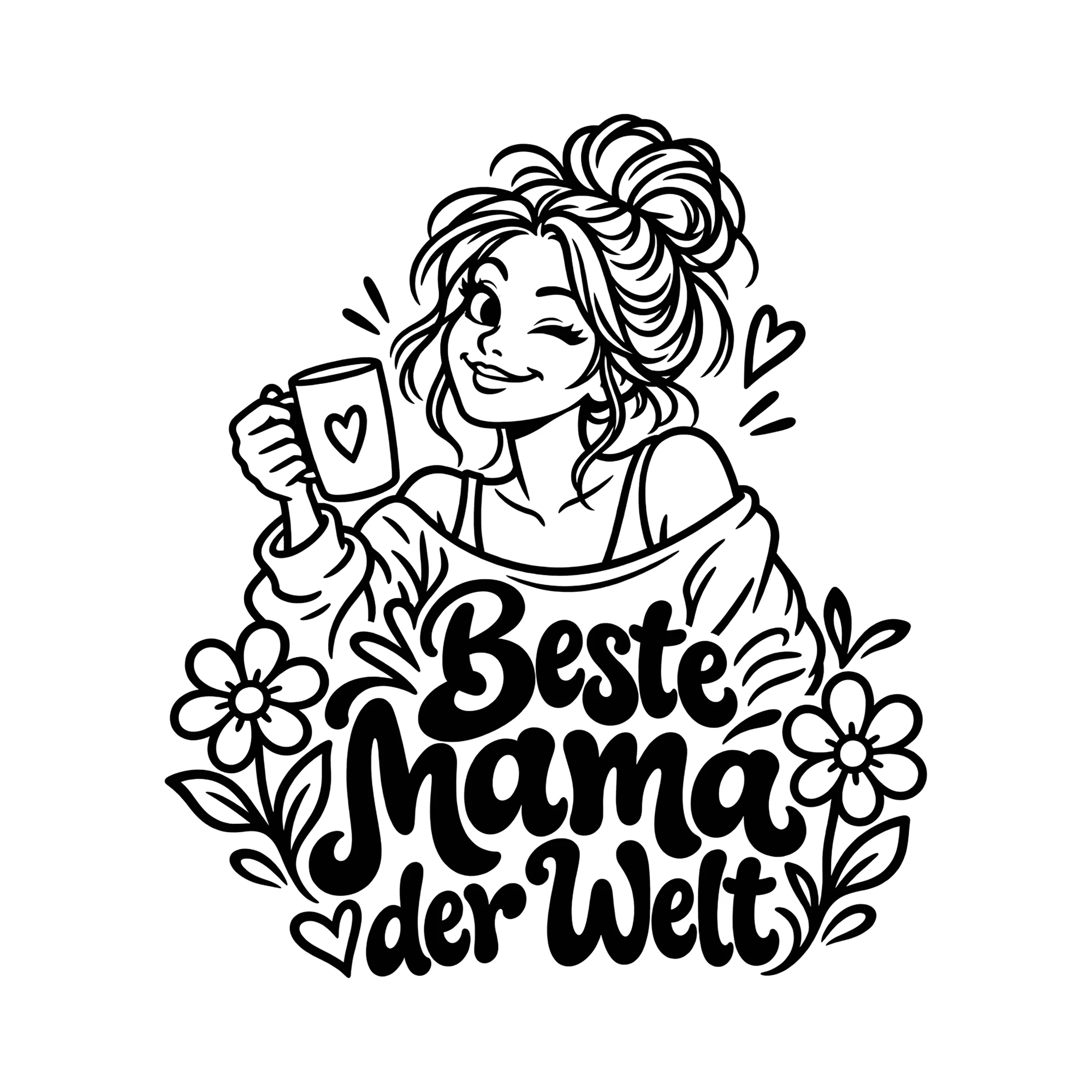 Bügelbild Beste Mama der Welt als Grafik auf weißem Hintergrund (BB012373)