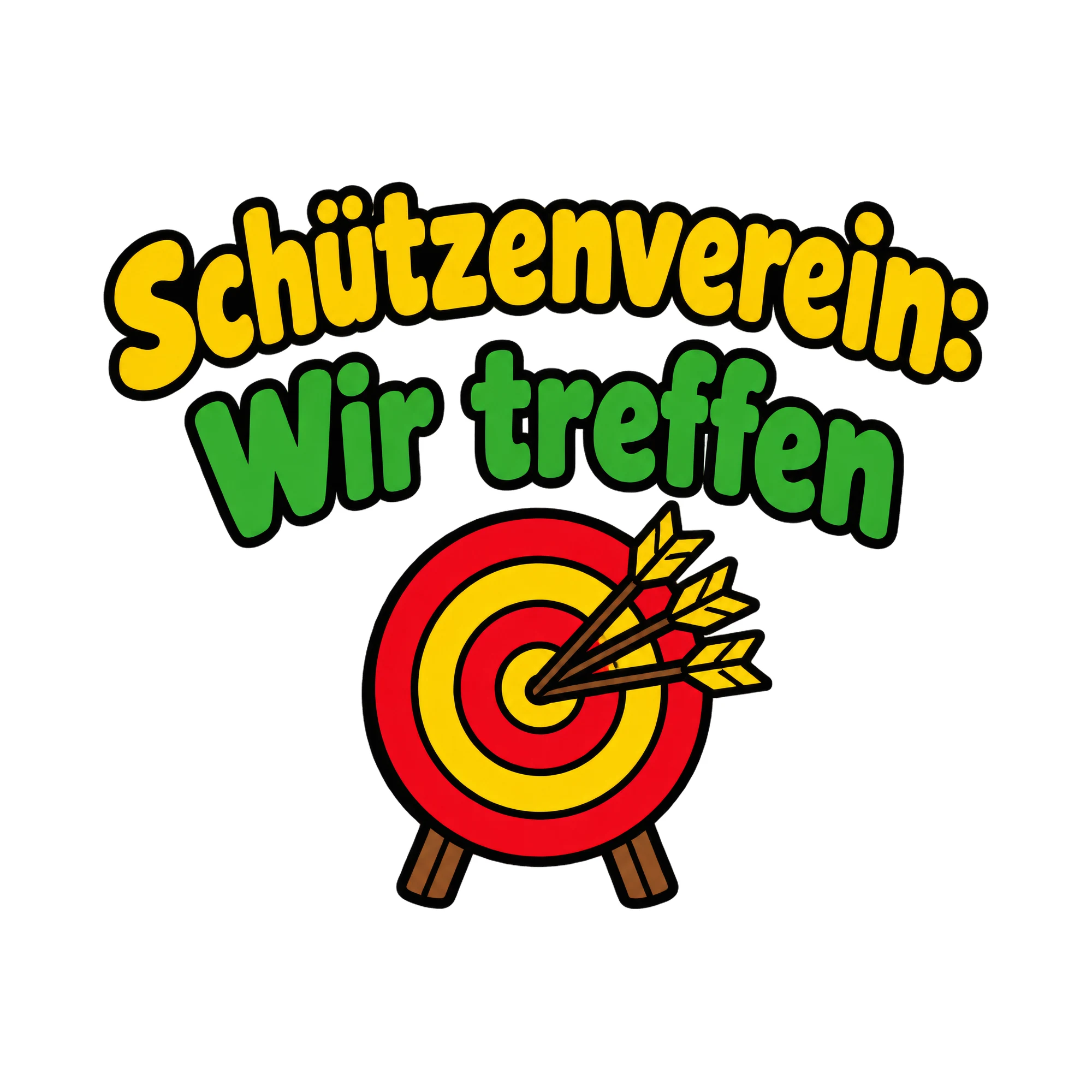 Bügelbild Schützenverein: Wir treffen als Grafik auf weißem Hintergrund (BB018658)