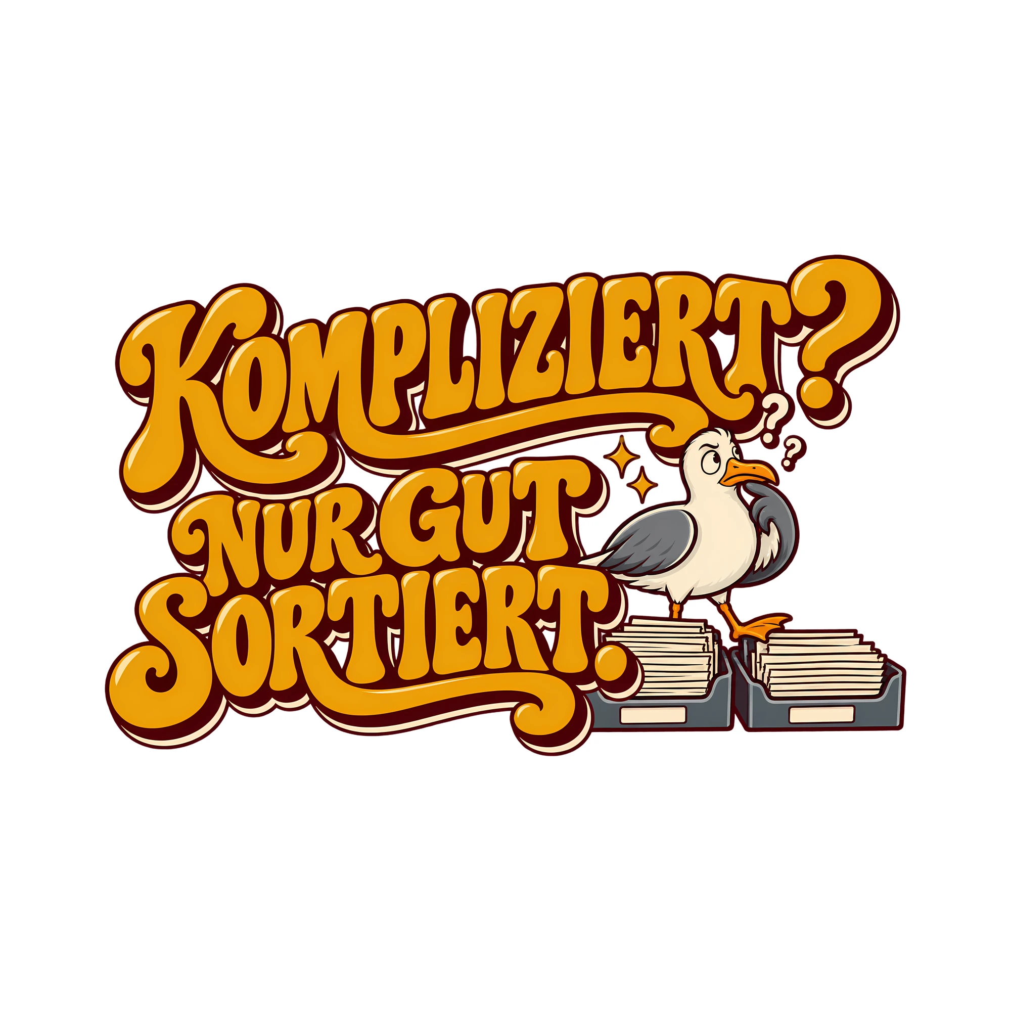 Bügelbild KOMPLIZIERT? NUR GUT SORTIERT. als Grafik auf weißem Hintergrund (BB013970)