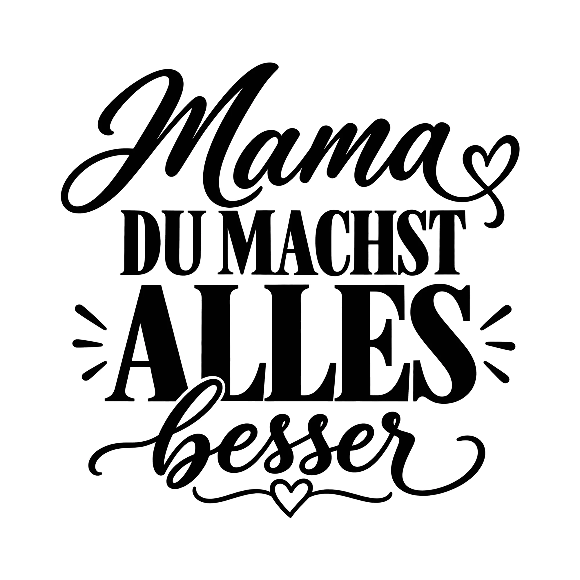 Bügelbild Mama, du machst alles besser als Grafik auf weißem Hintergrund (BB012365)
