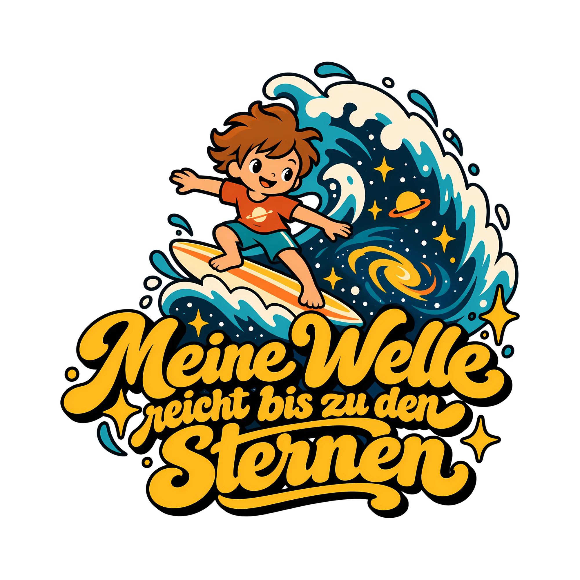 Bügelbild Meine Welle reicht bis zu den Sternen als Grafik auf weißem Hintergrund (BB013291)