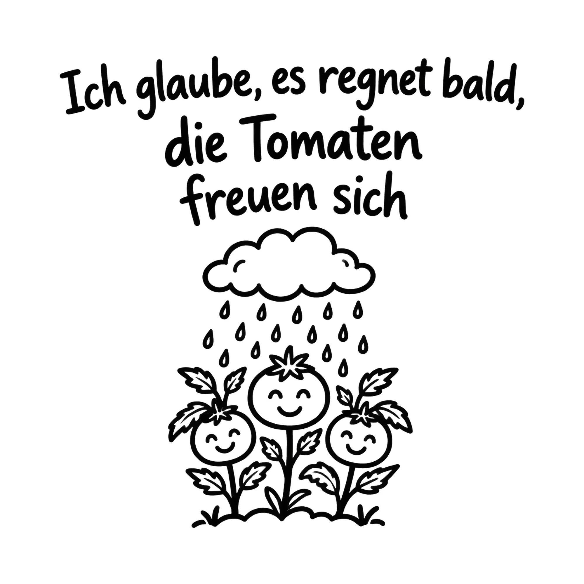 Bügelbild Ich glaube es regnet bald die als Grafik auf weißem Hintergrund (BB016459)