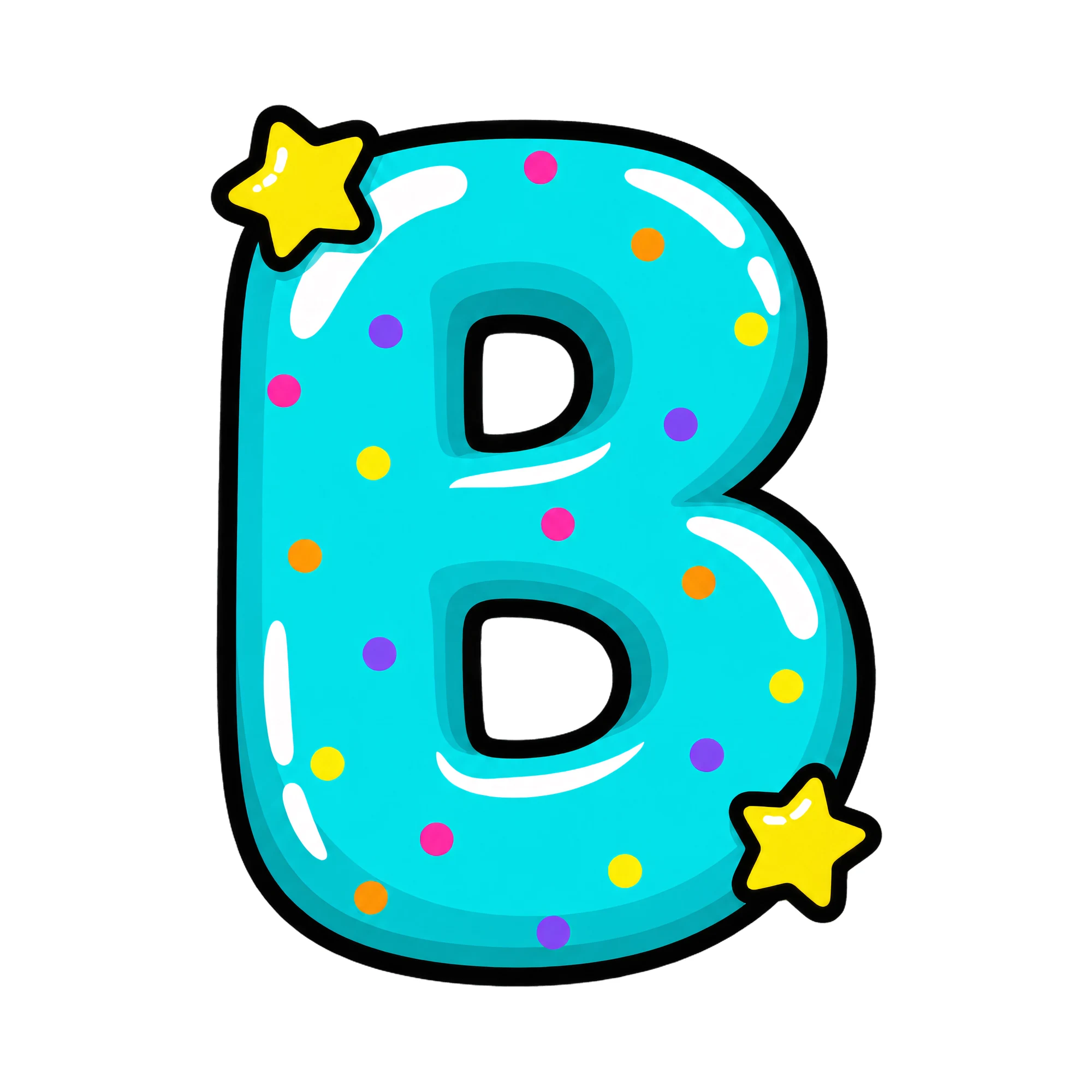 Bügelbild Buchstabe B im Comic-Ballon-Stil, Buchstaben Bügelbild als Grafik auf weißem Hintergrund (BB016312)